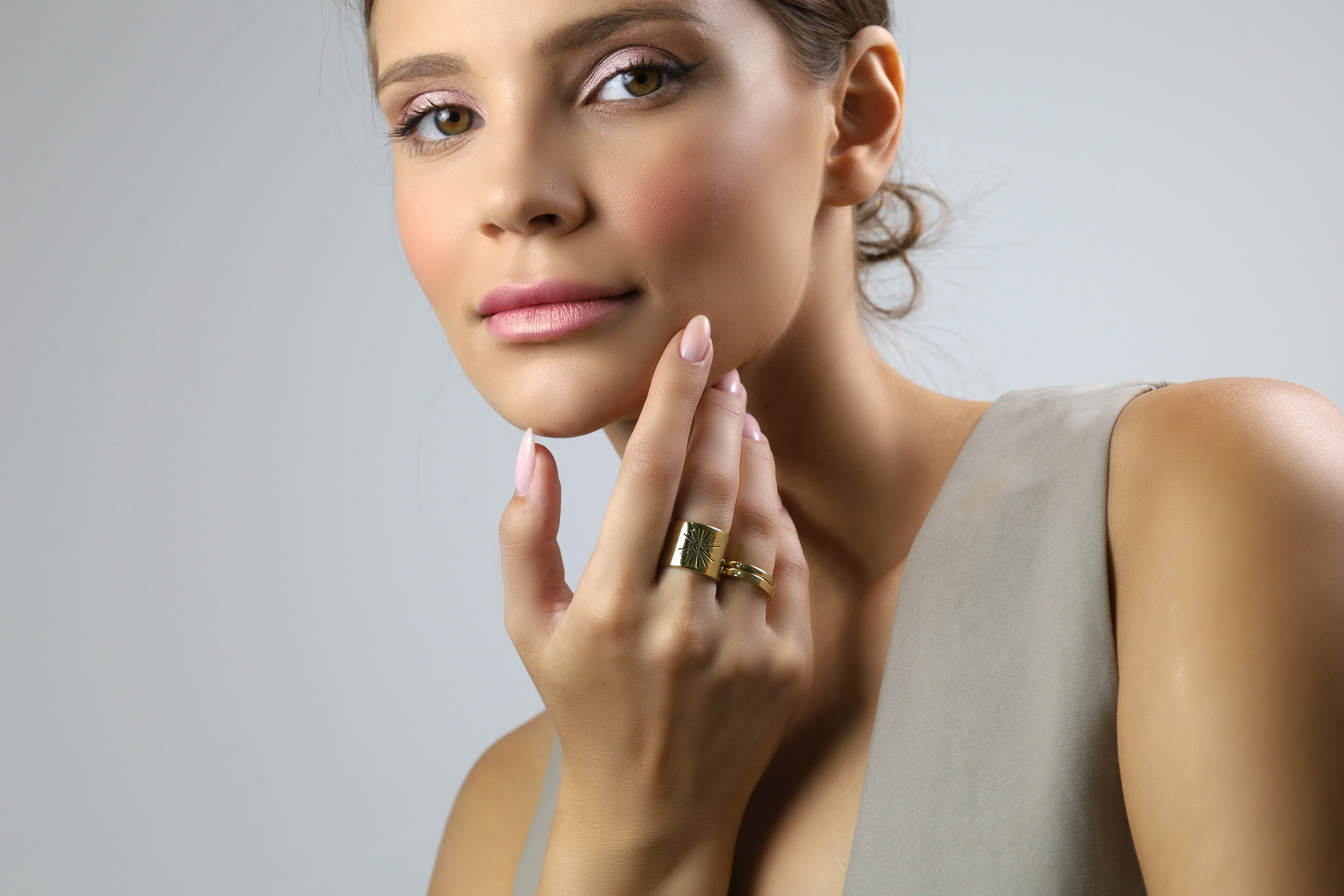 Gothic Brushed Gold Ring