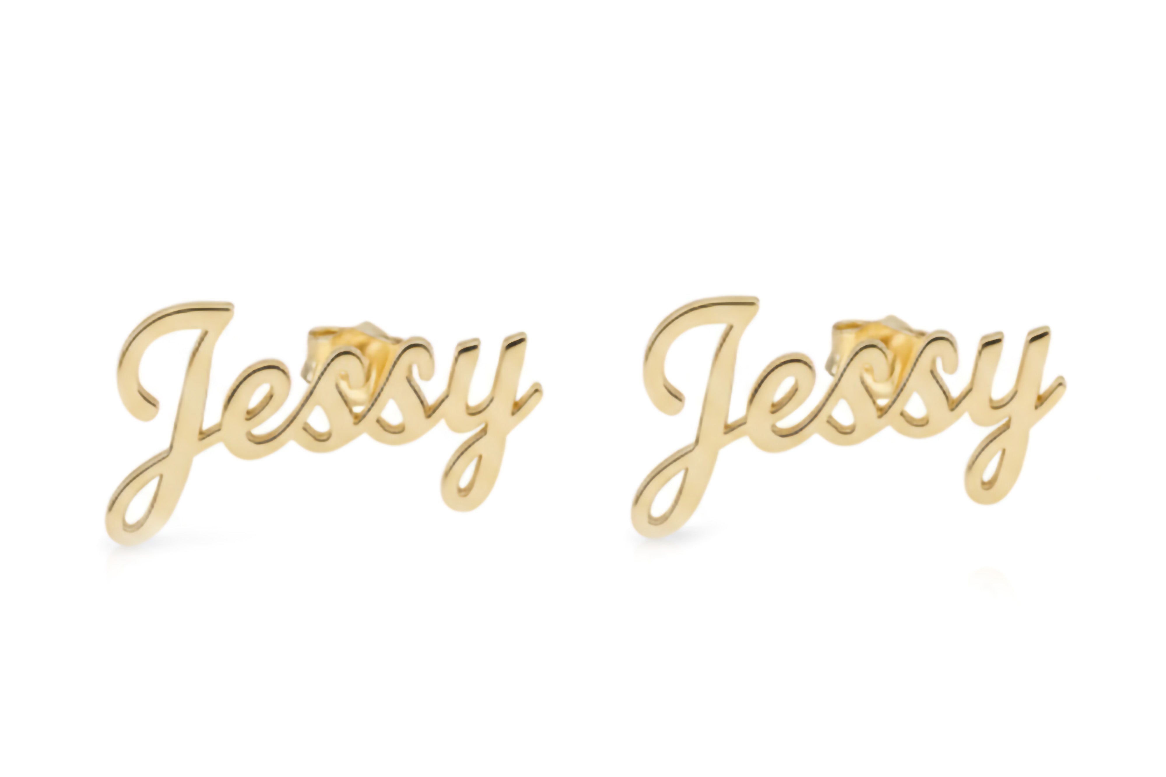 14k Gold Name Stud Earrings