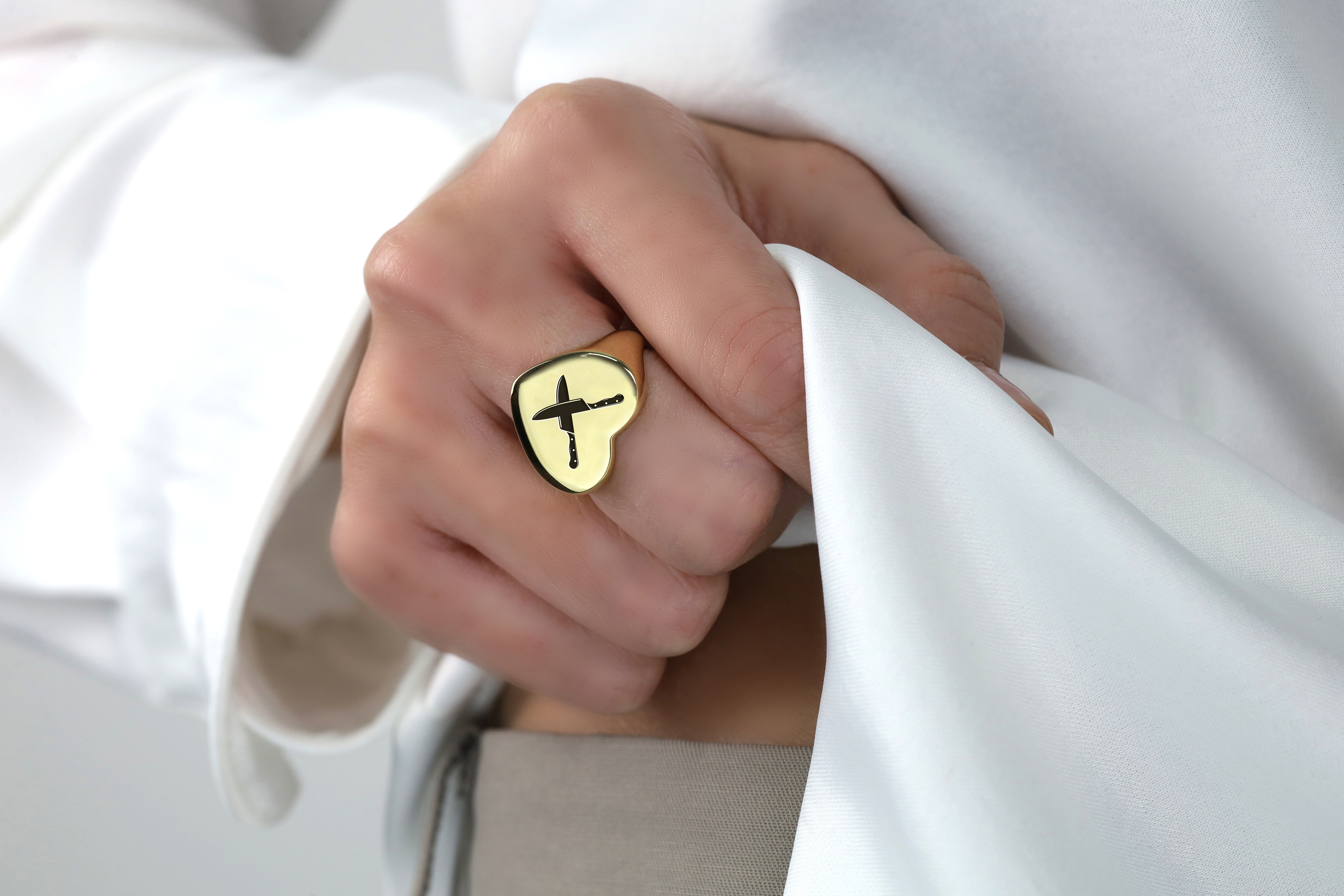 Chef Knife Gold Signet Ring
