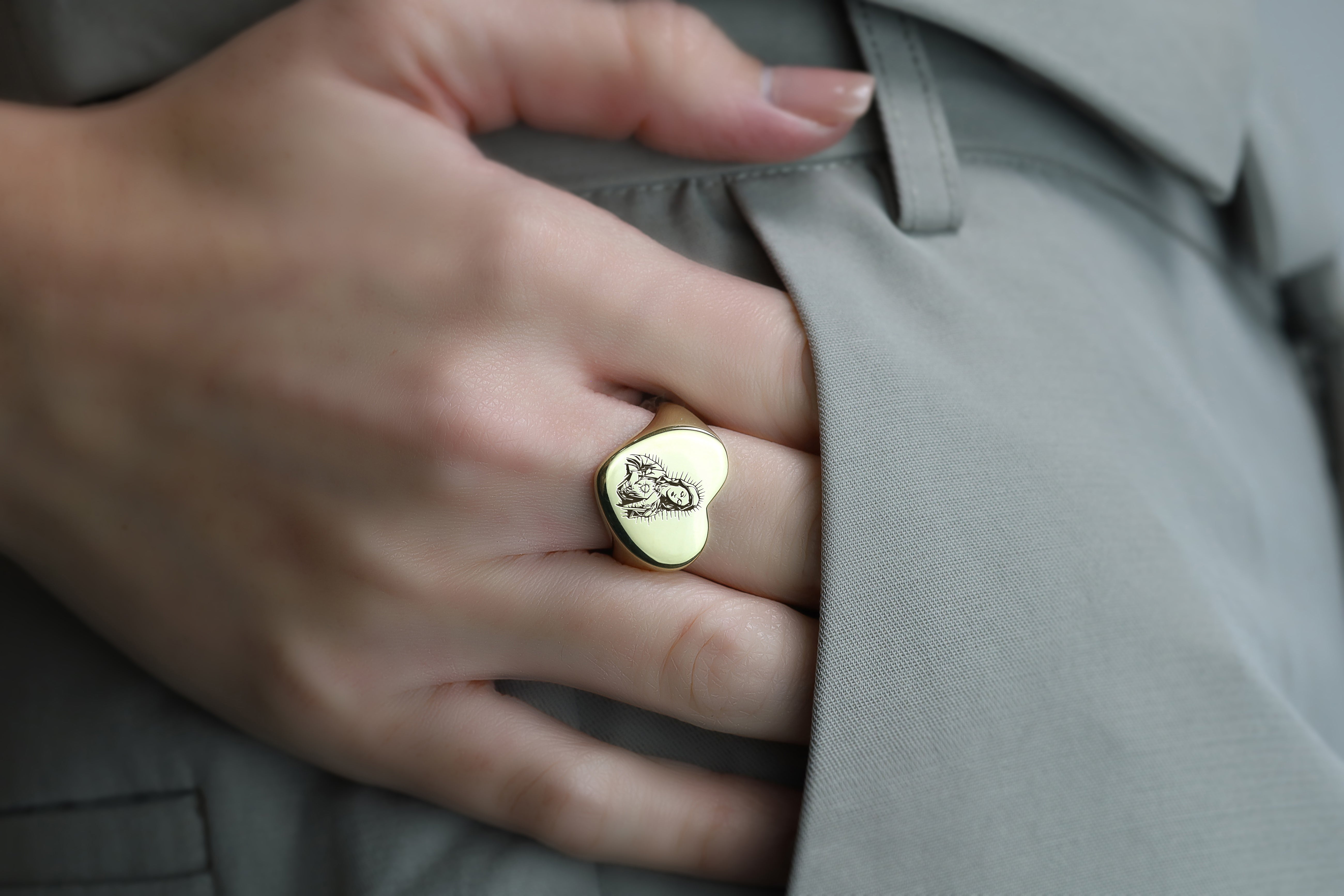 Engraved Virgin Mary Ring