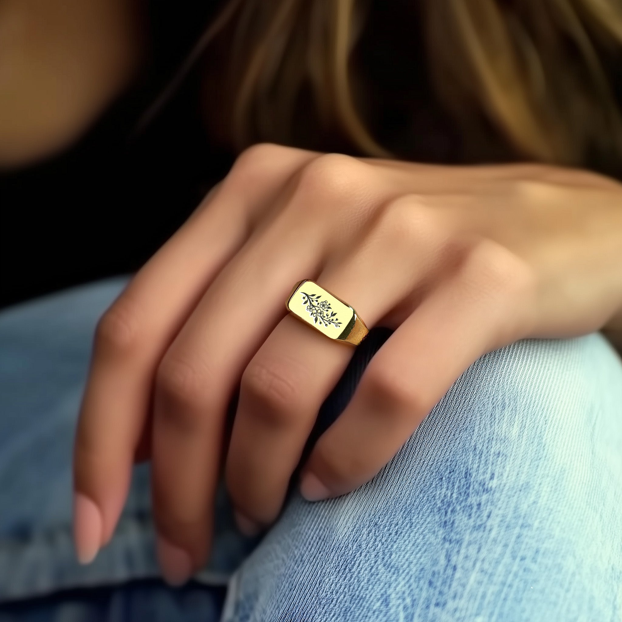 Cherry Blossom Signet Ring