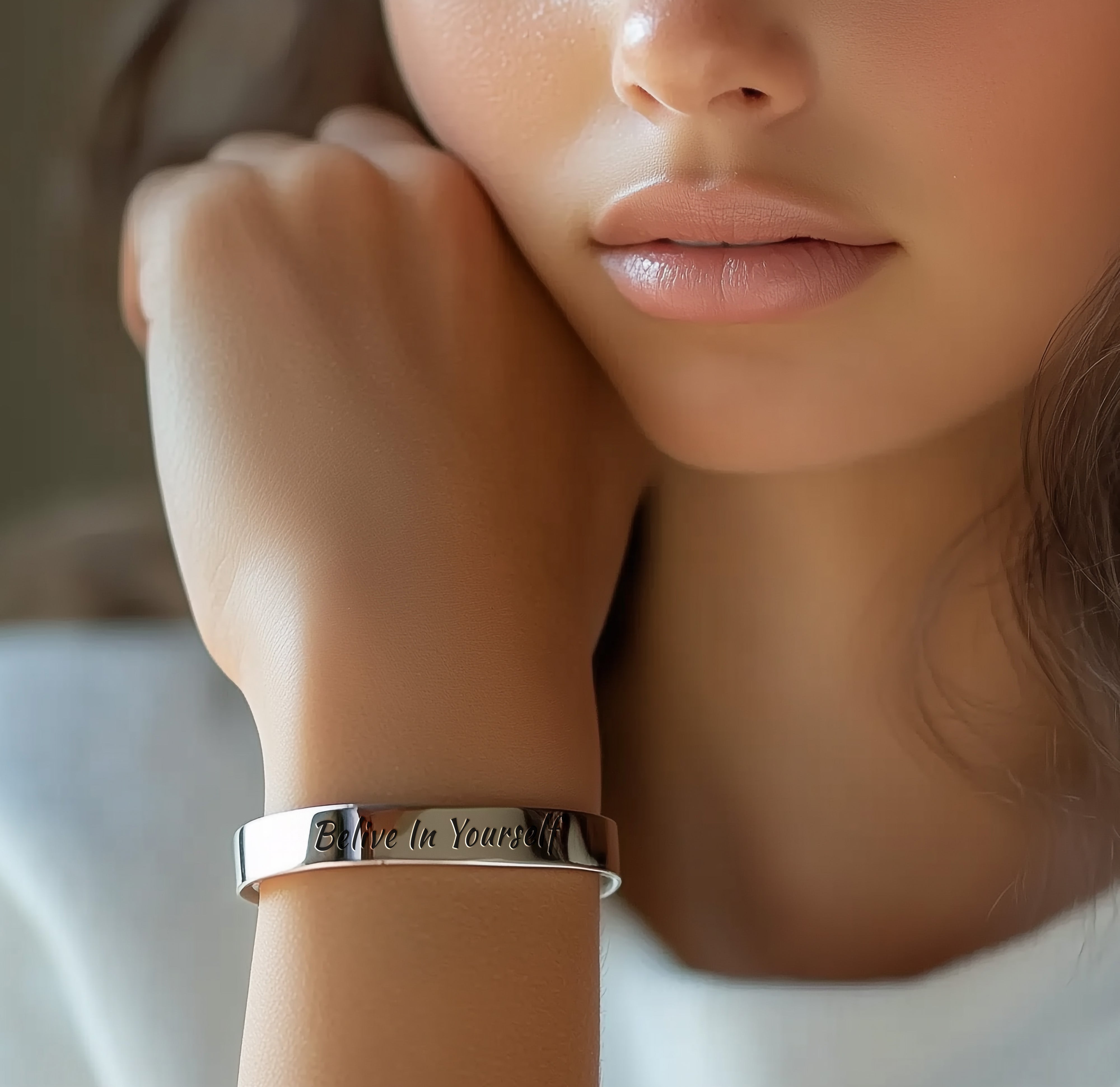 Silver Motivational Bracelet Engraving