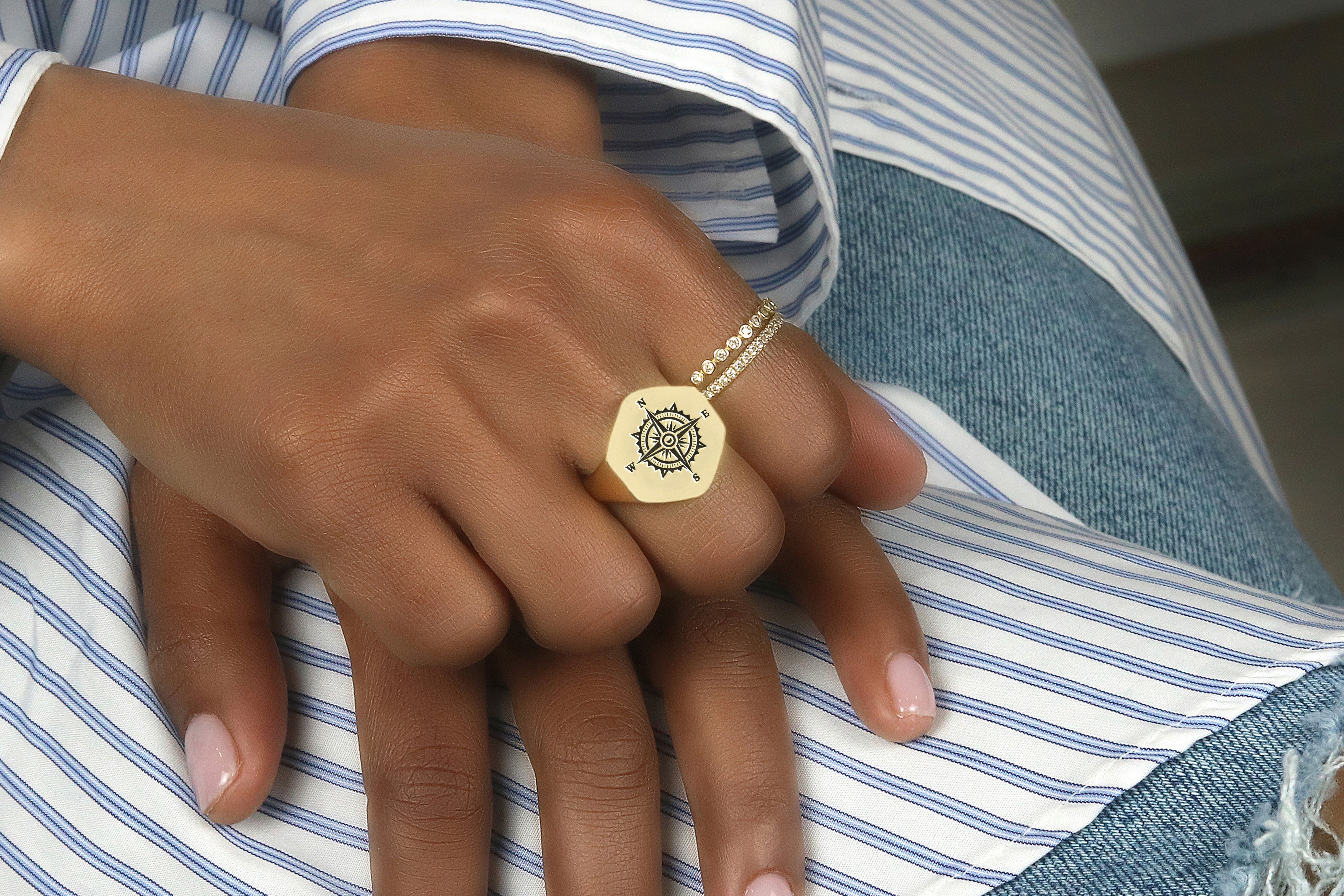 Compass Signet Ring