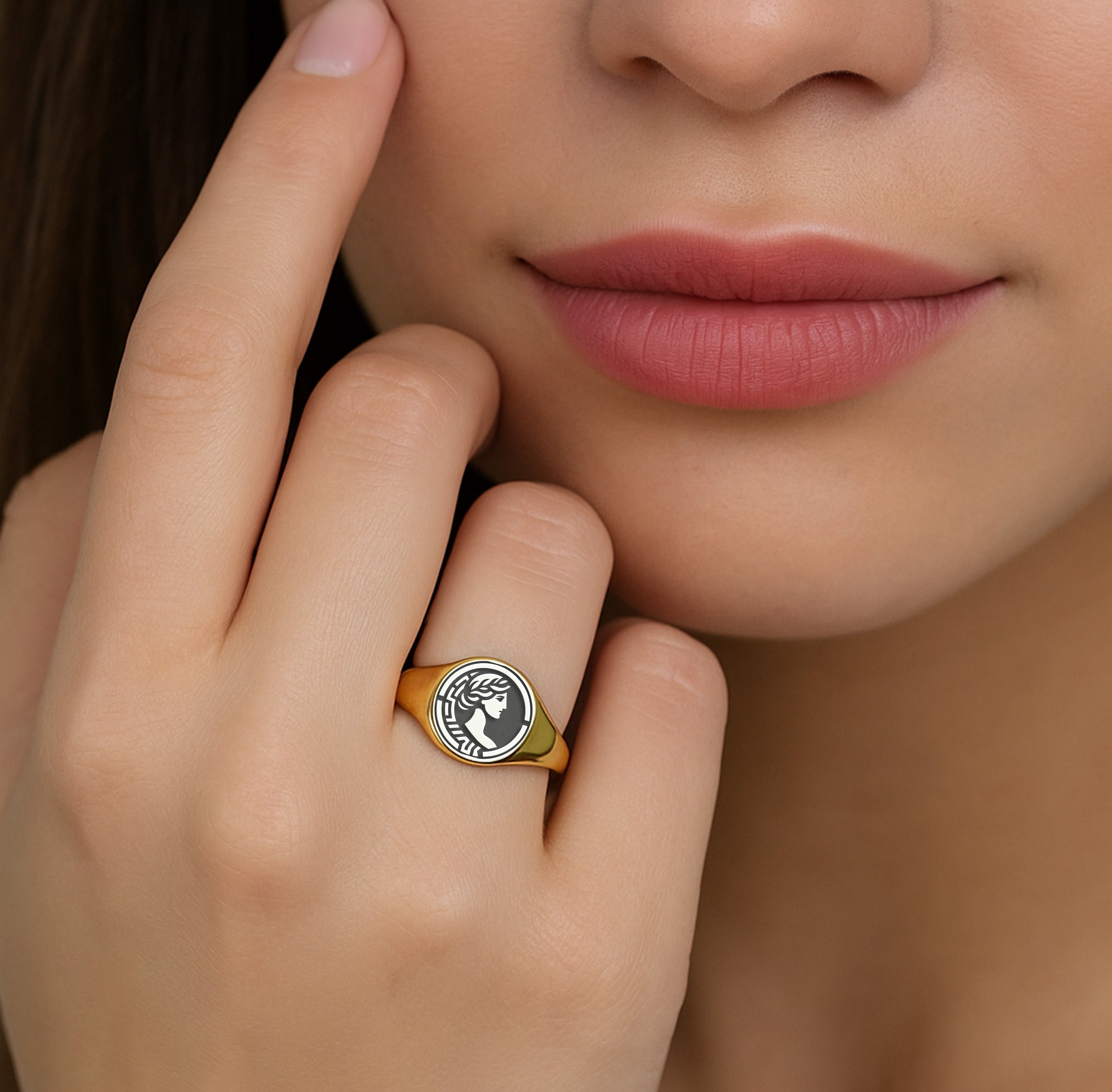 Greek Goddess Signet Ring