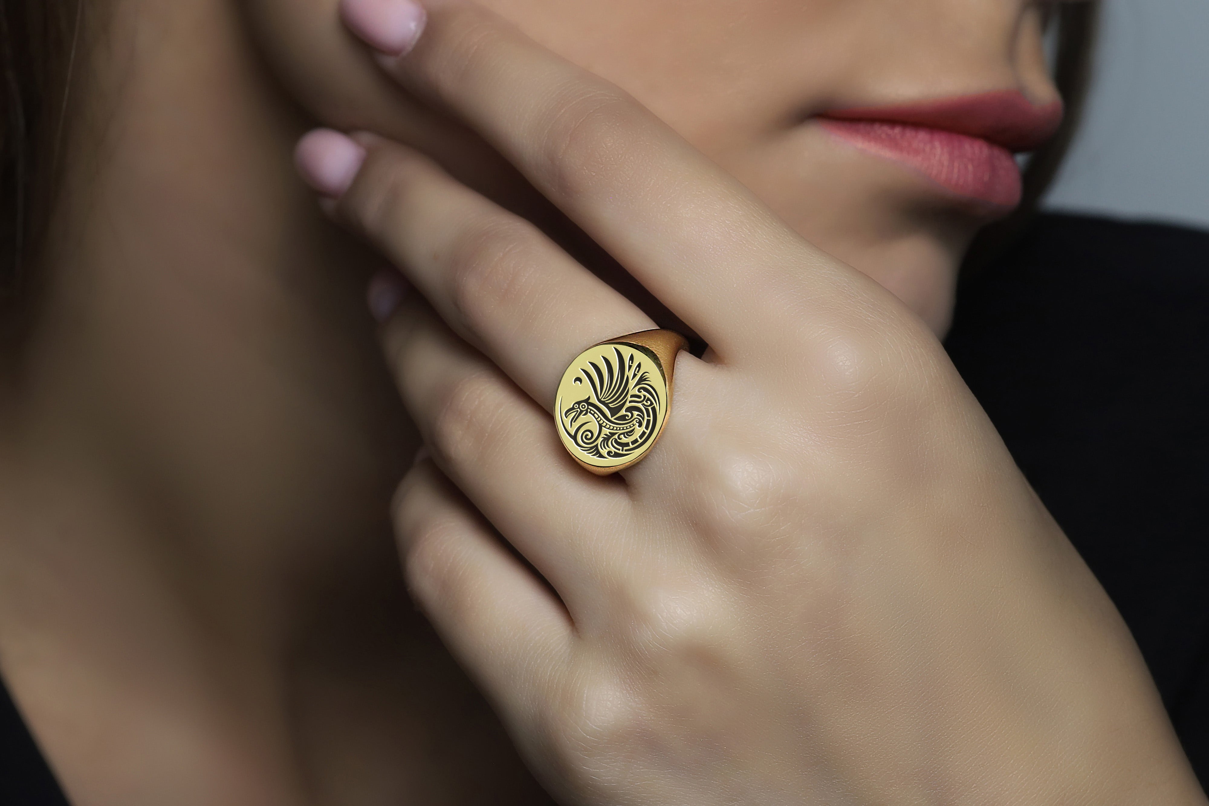 14k Gold Aztec Signet Ring