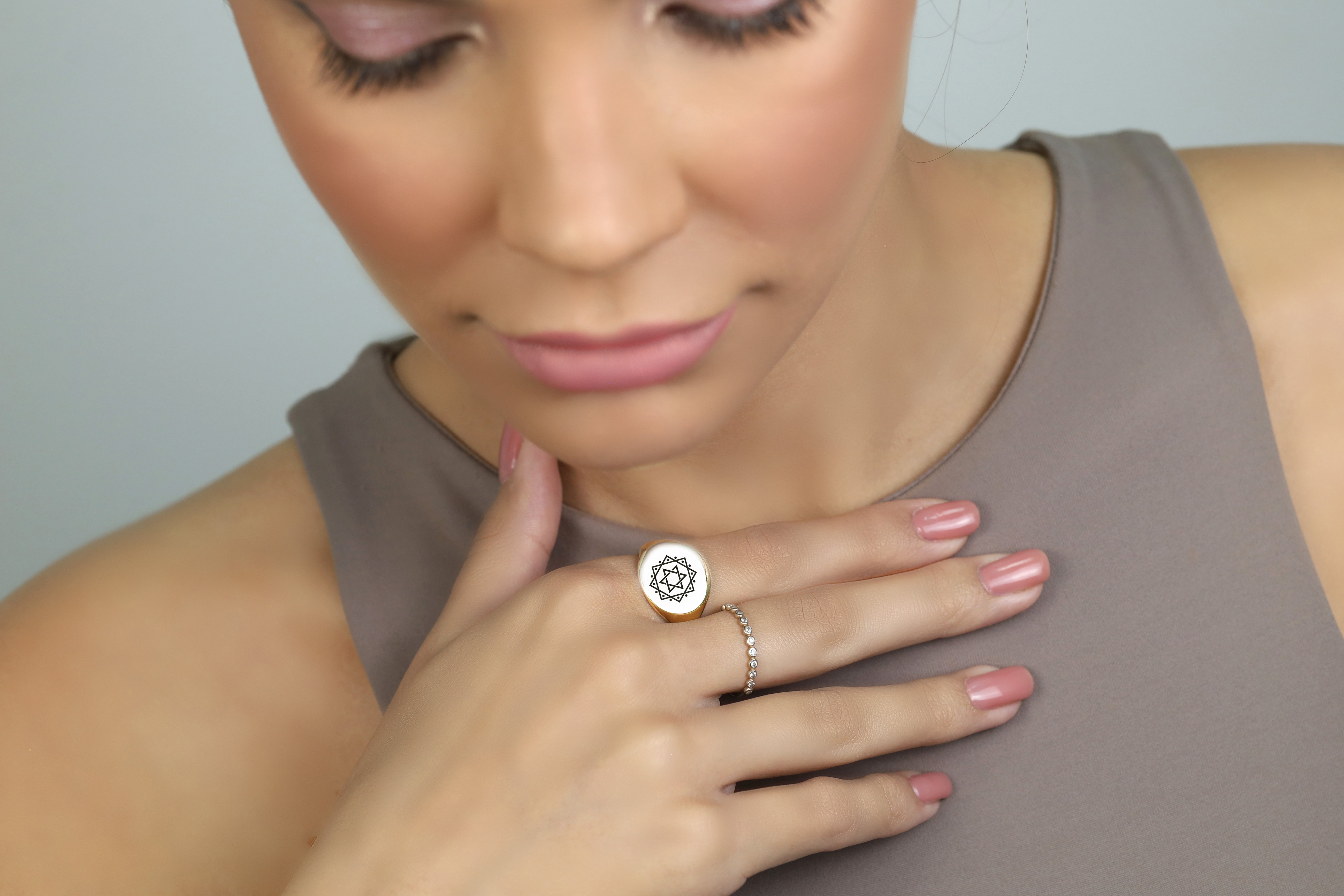 14k Gold Star Of David Ring