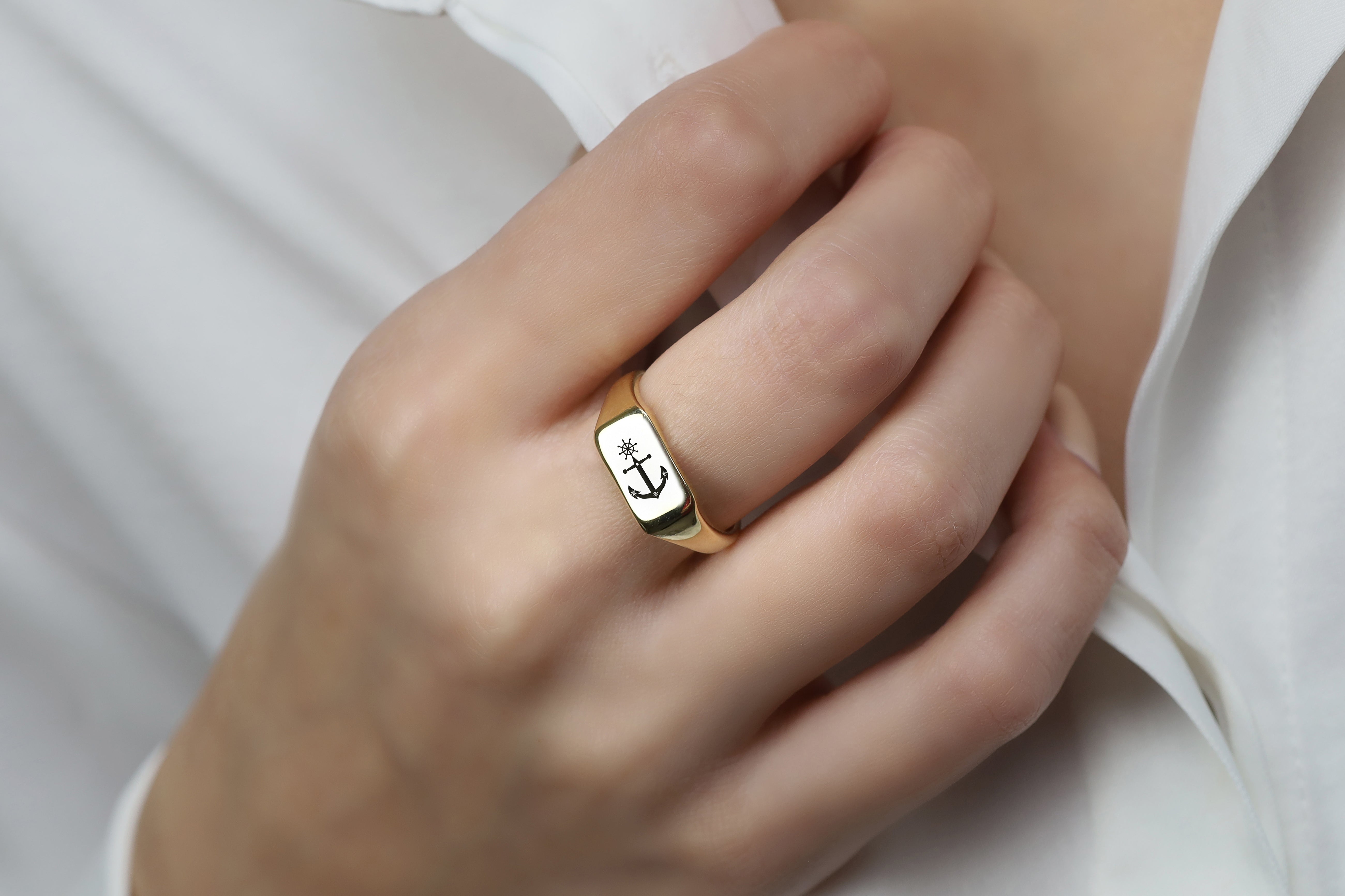 Gold Signet Anchor Ring