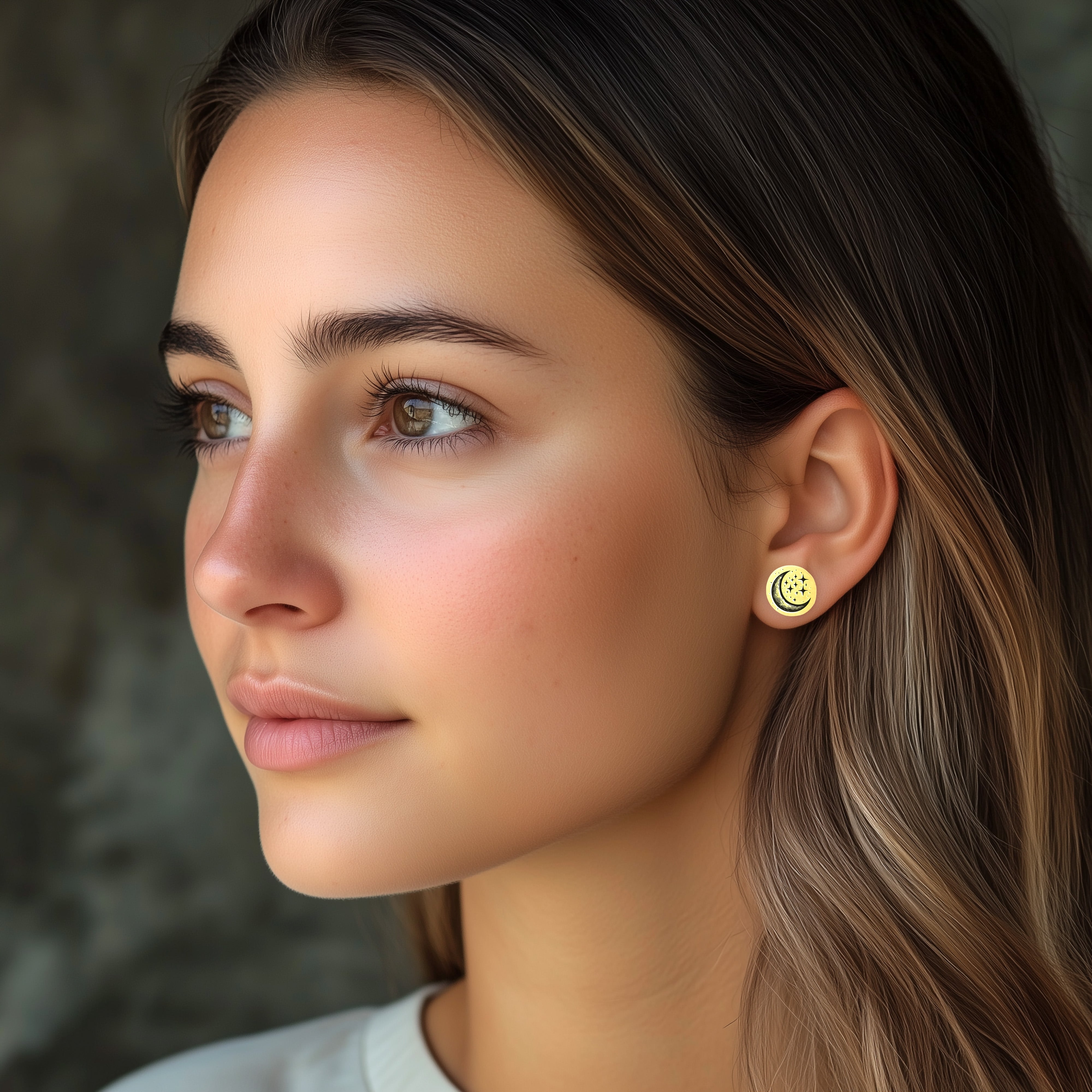 Celestial Moon Stud Earrings