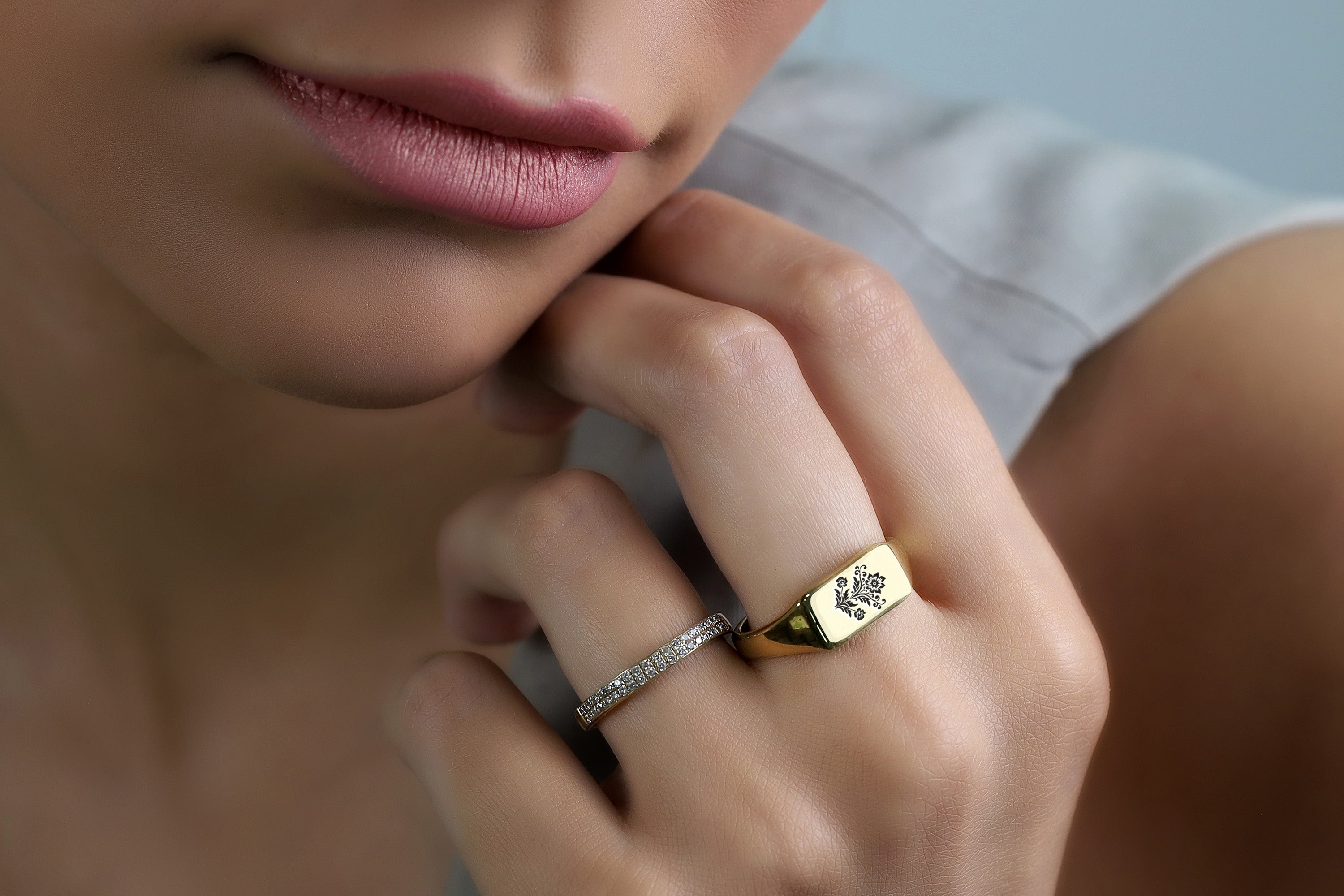 Custom Flower Signet Ring