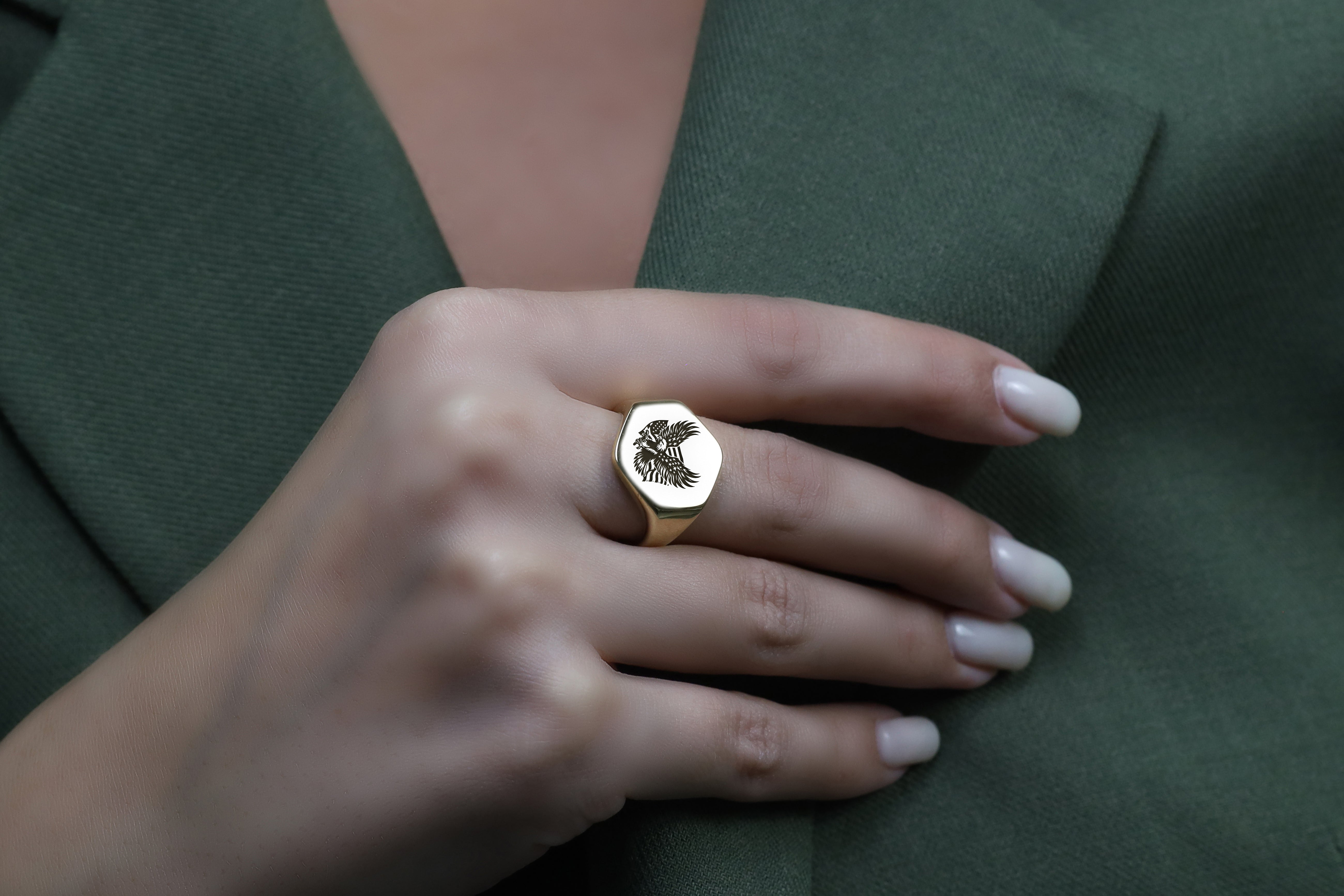 14k Gold American Veterans Signet Ring
