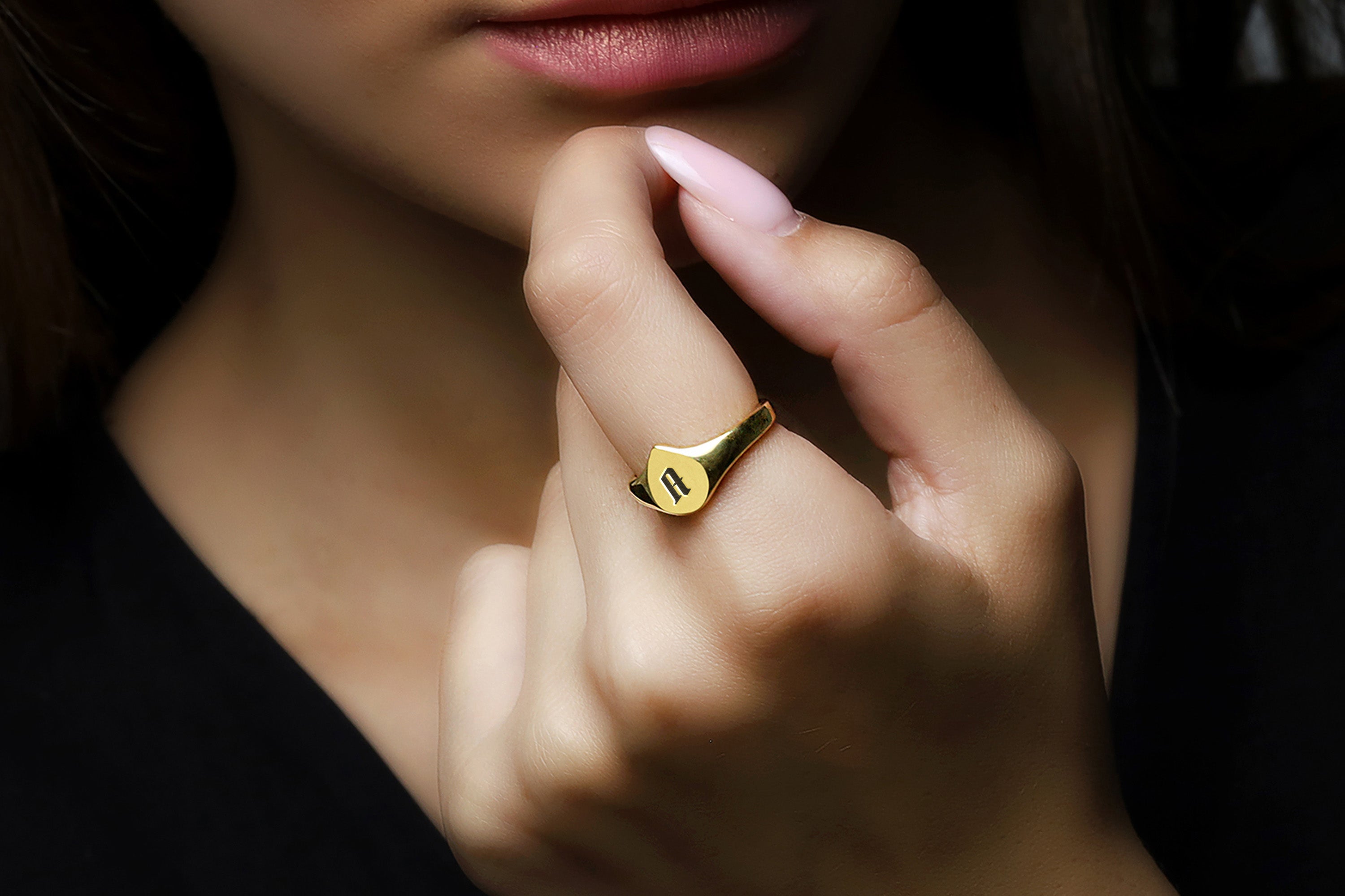 Custom Letter Engraving Ring