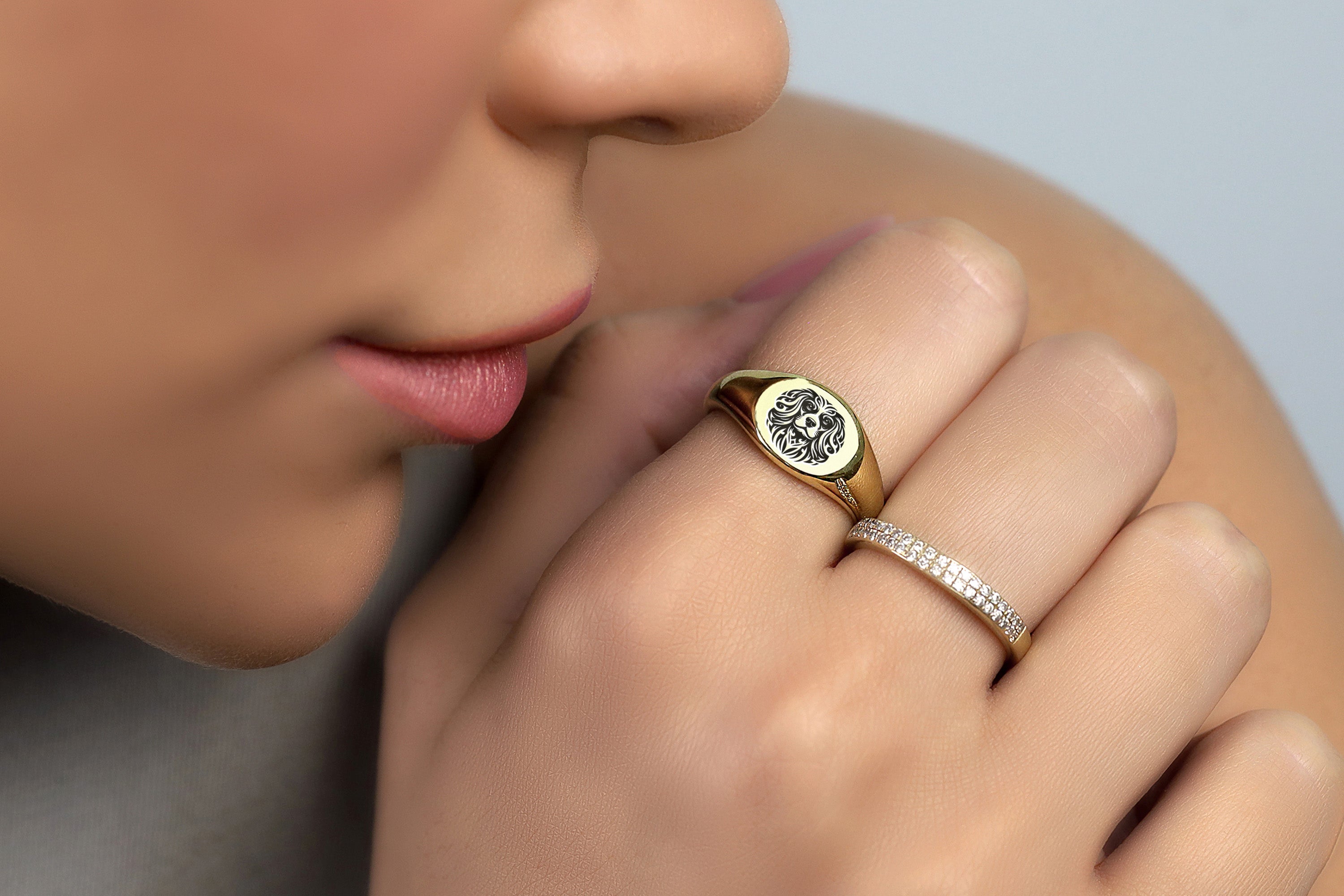 Engraved Beagle Signet Ring