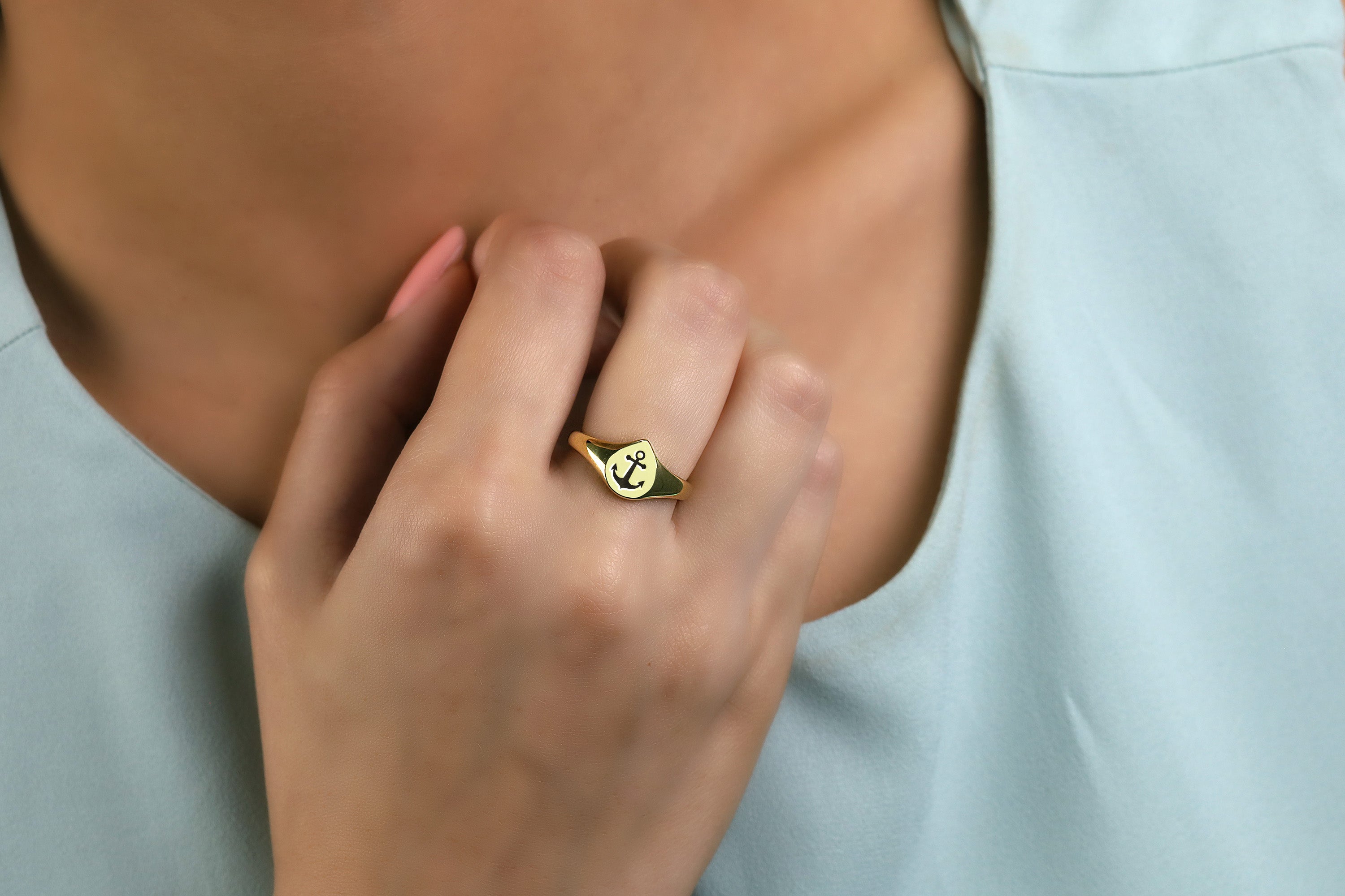 Custom Anchor Gold Ring