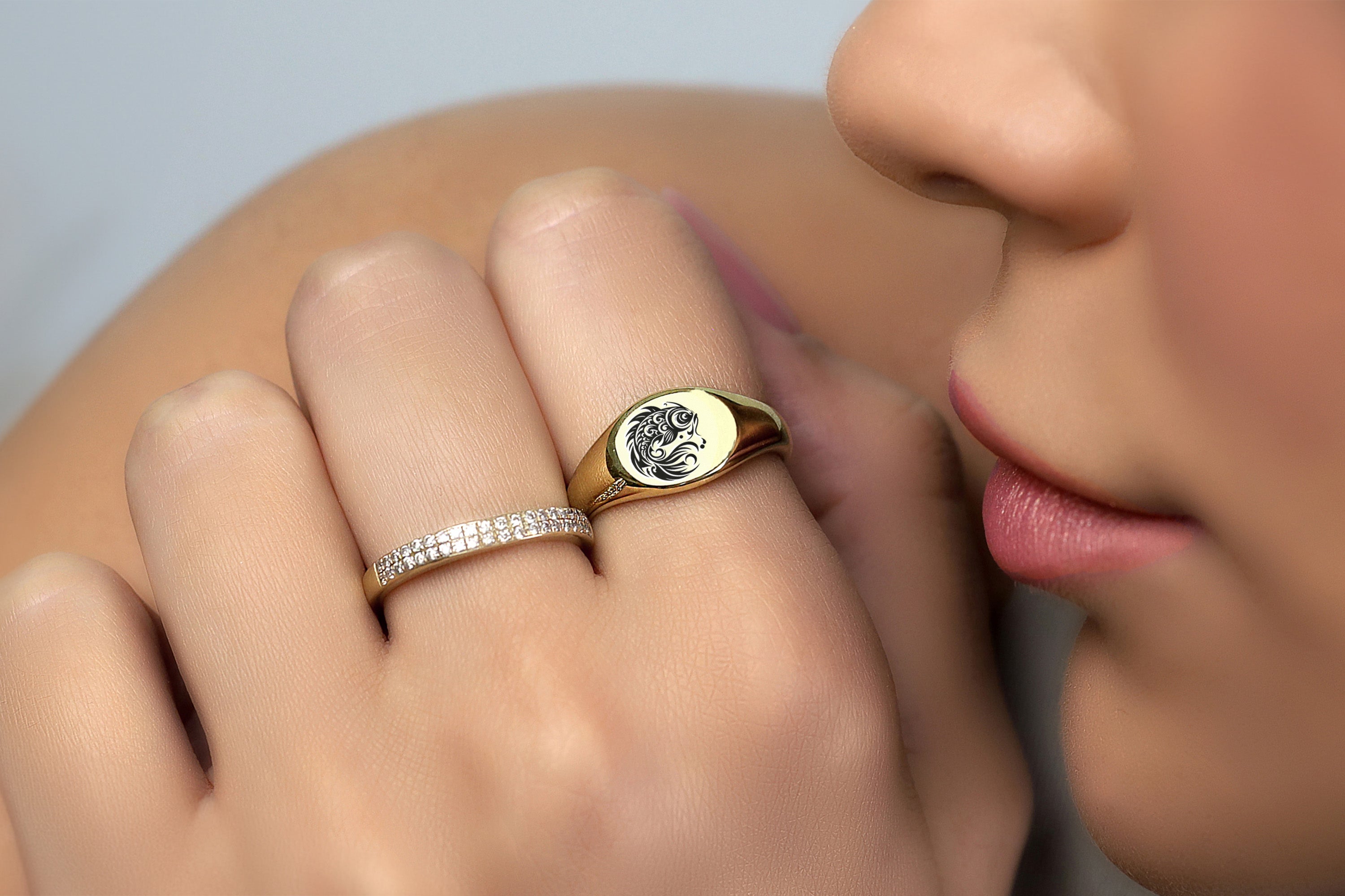 Engraved Koi Fish Ring