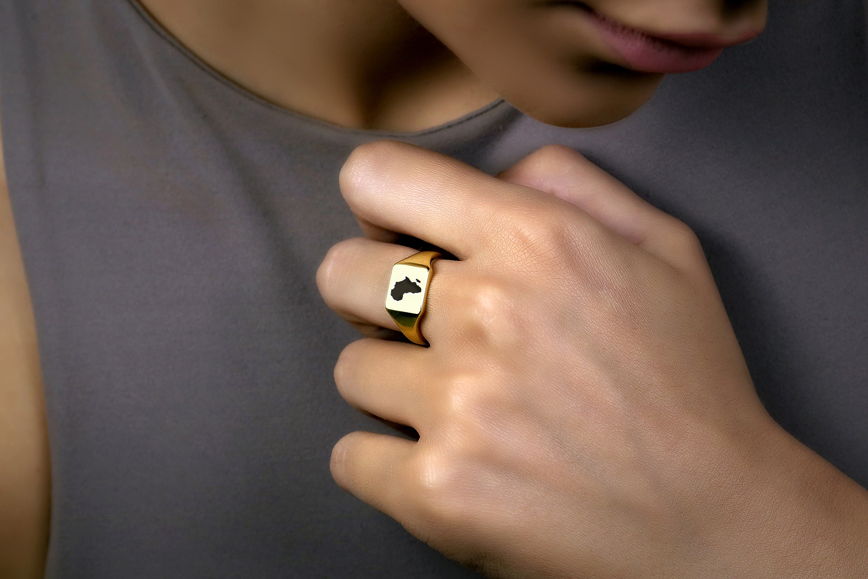 African Map Signet Ring
