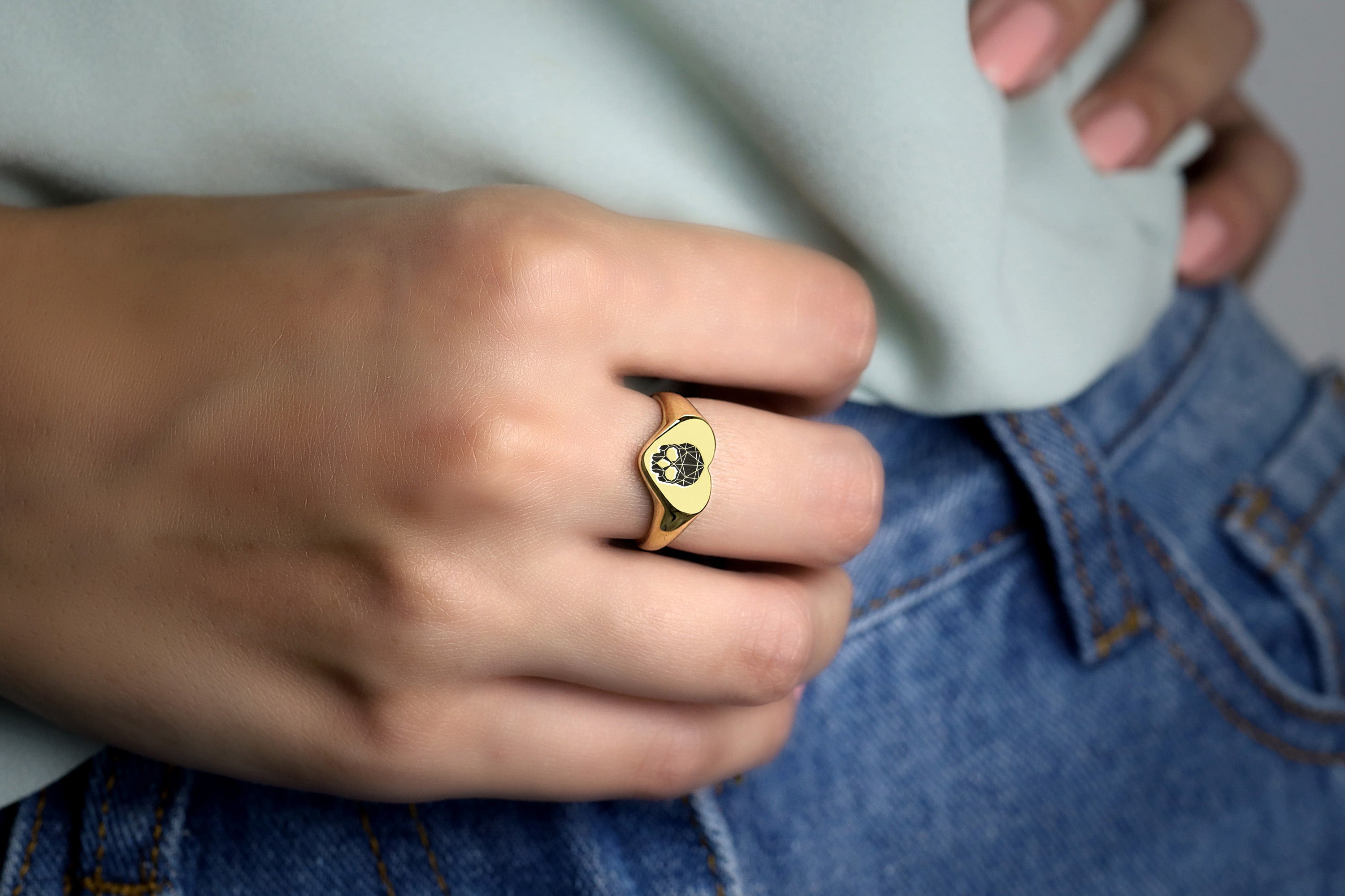 Engraved Skull Signet Ring