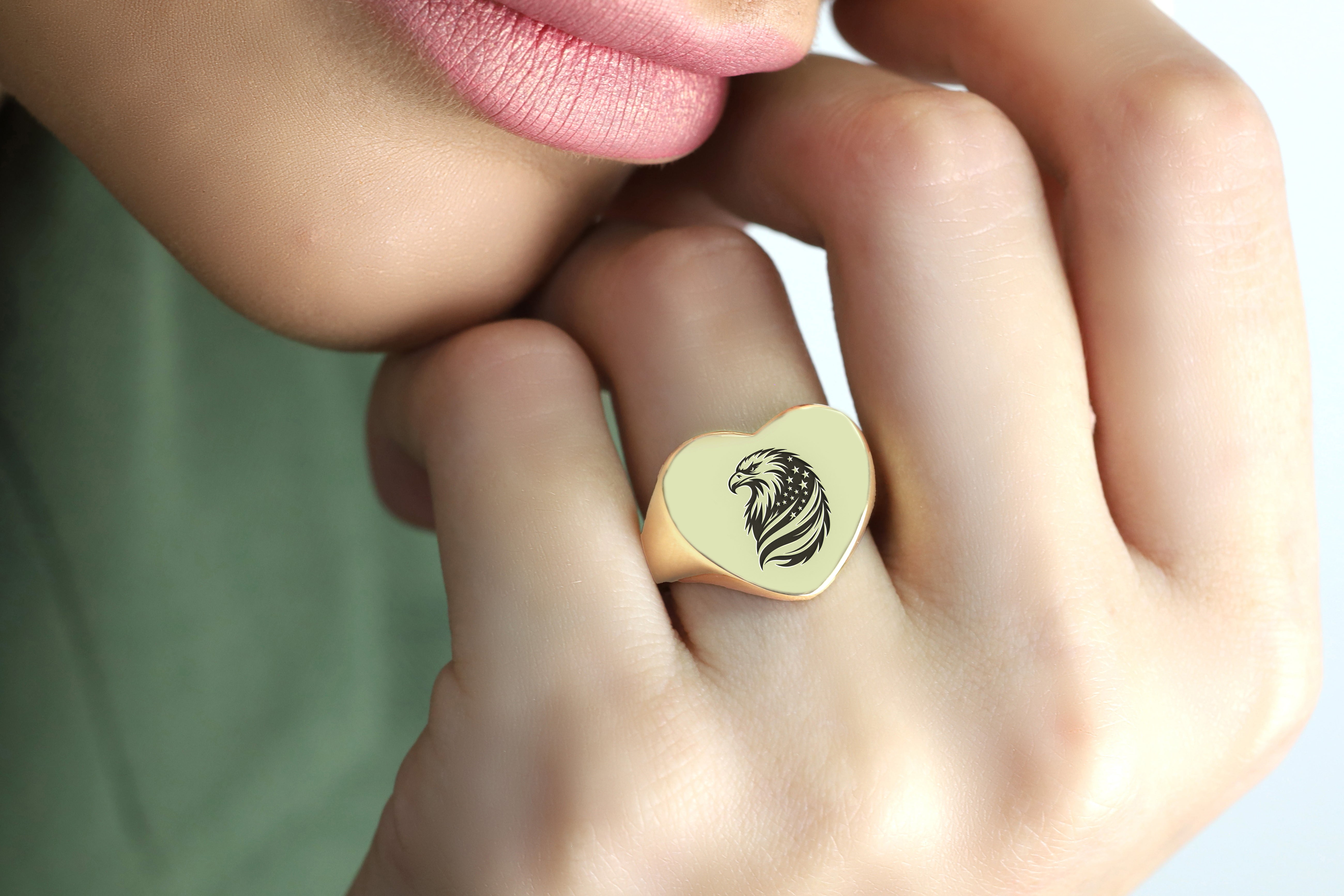 Eagle And American Flag Ring