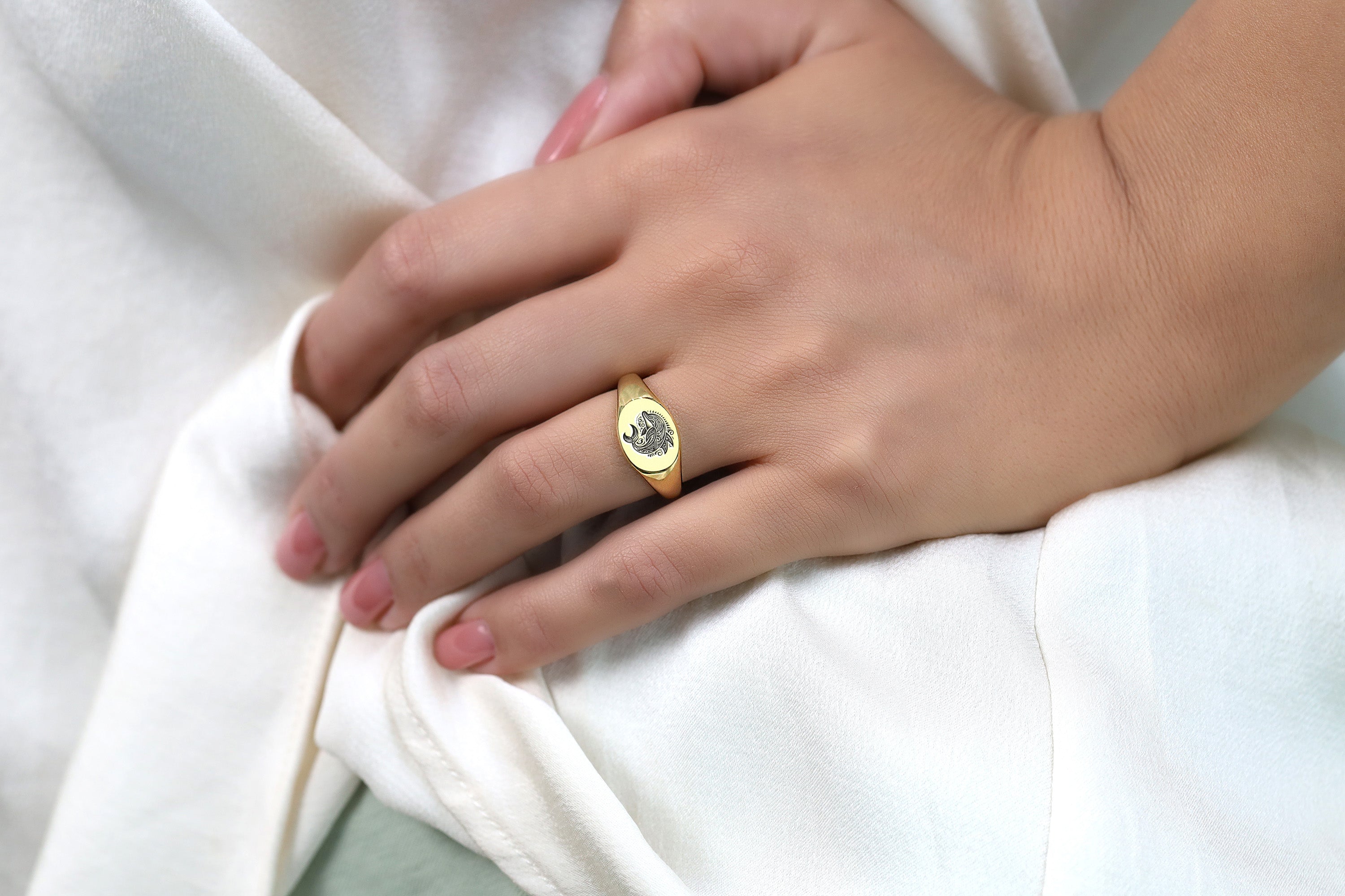 Engraved Dolphin Signet Ring