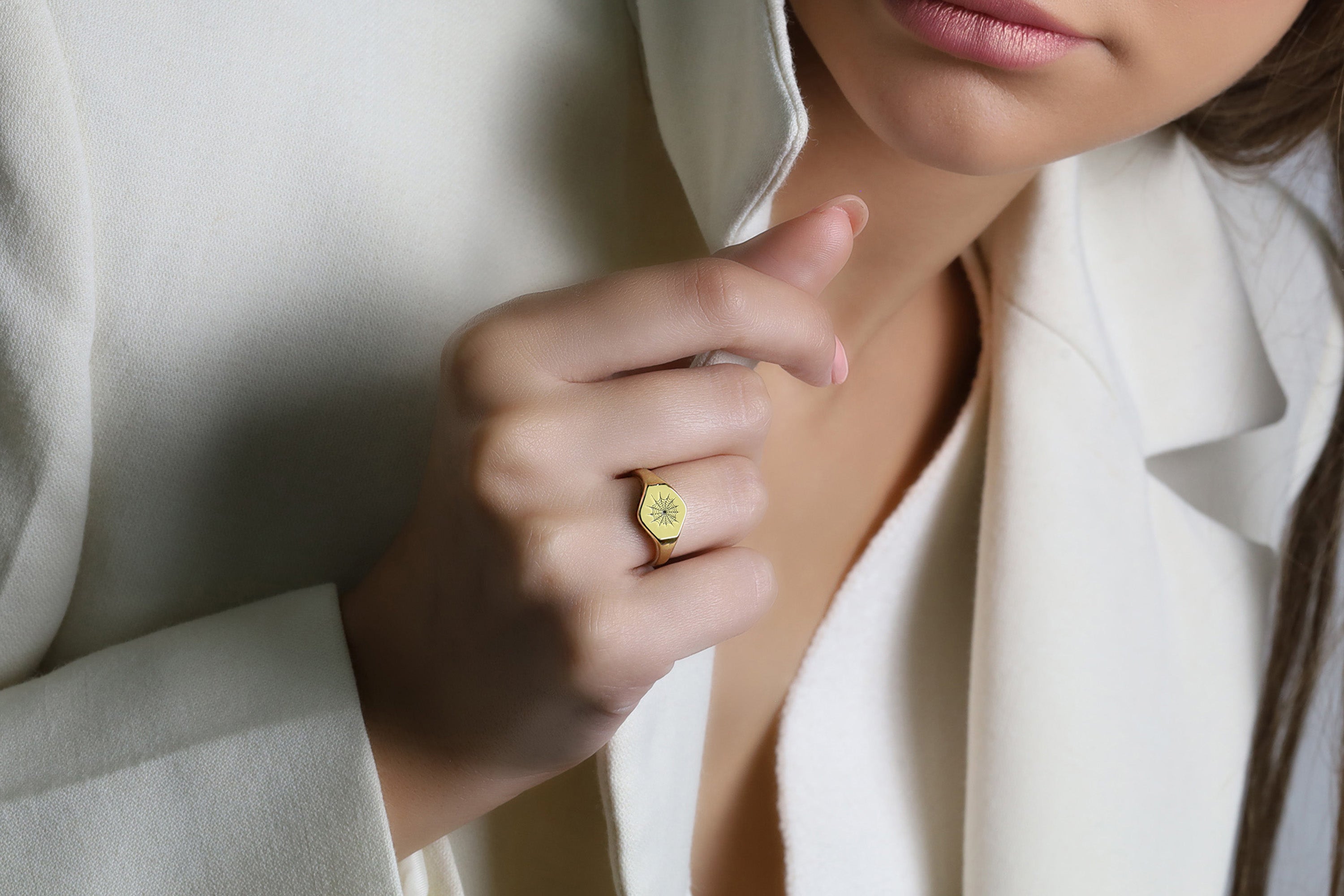 24k Gold Cobweb Ring
