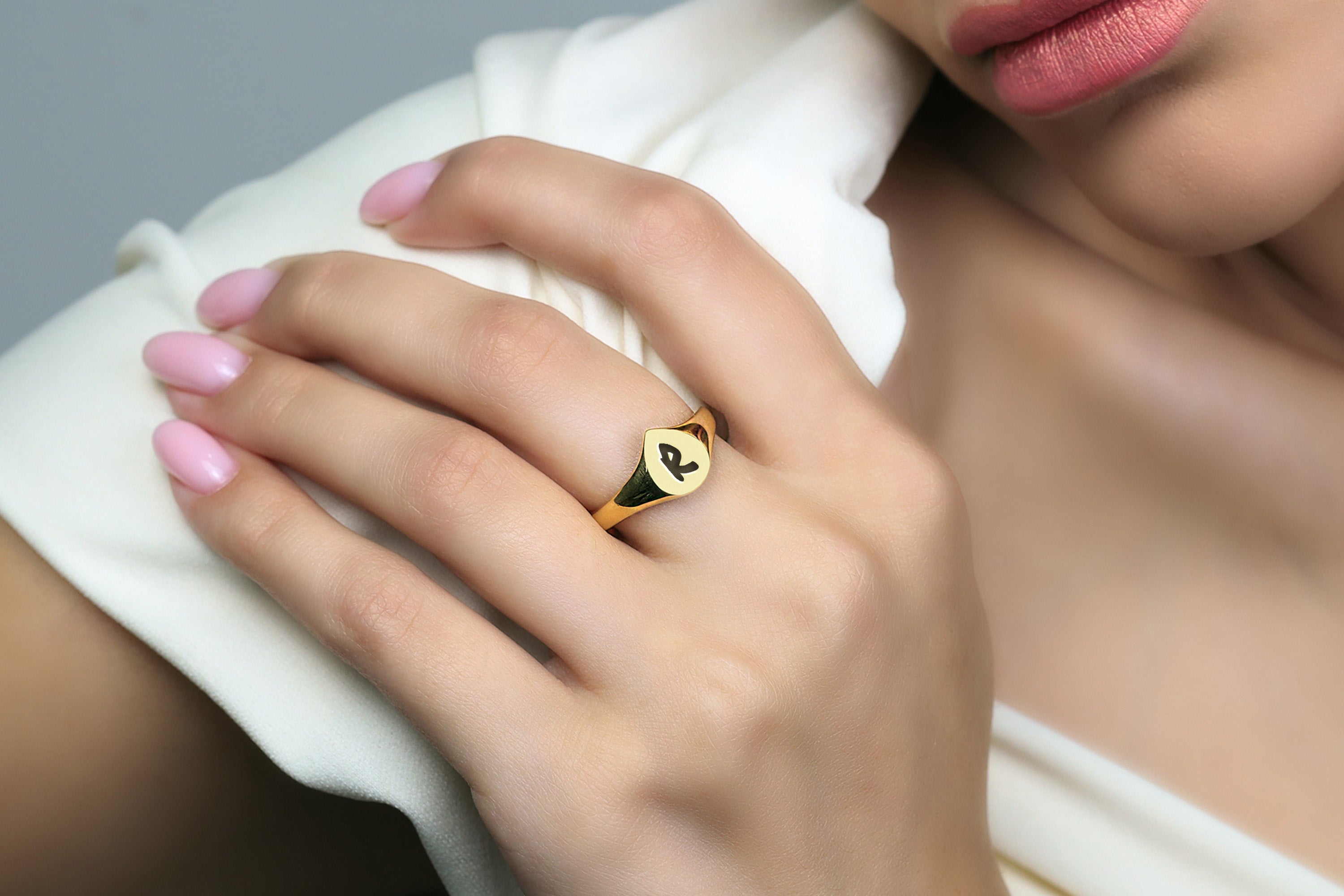 Engraved Letter Signet Ring