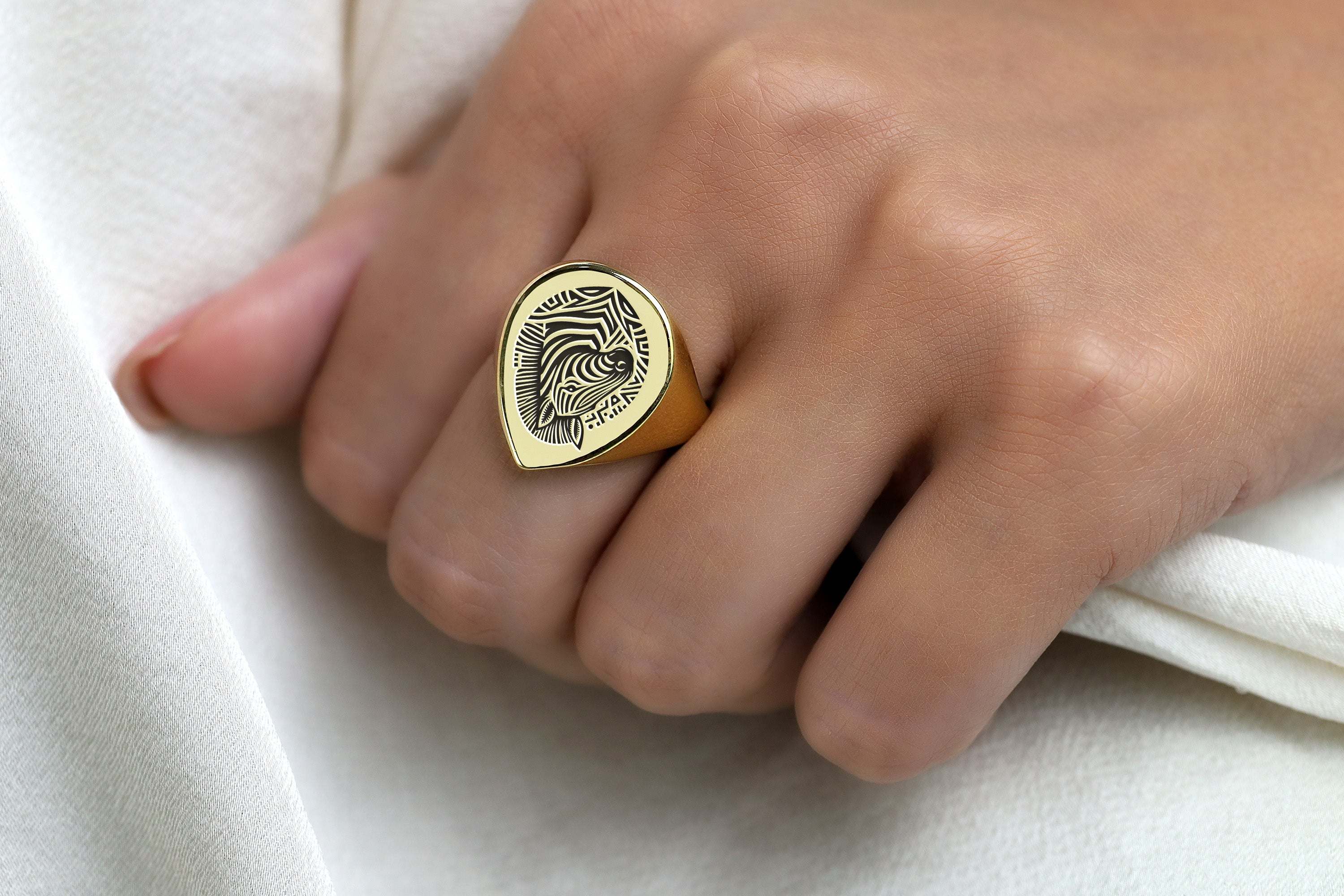 Cute Zebra Engraved Ring