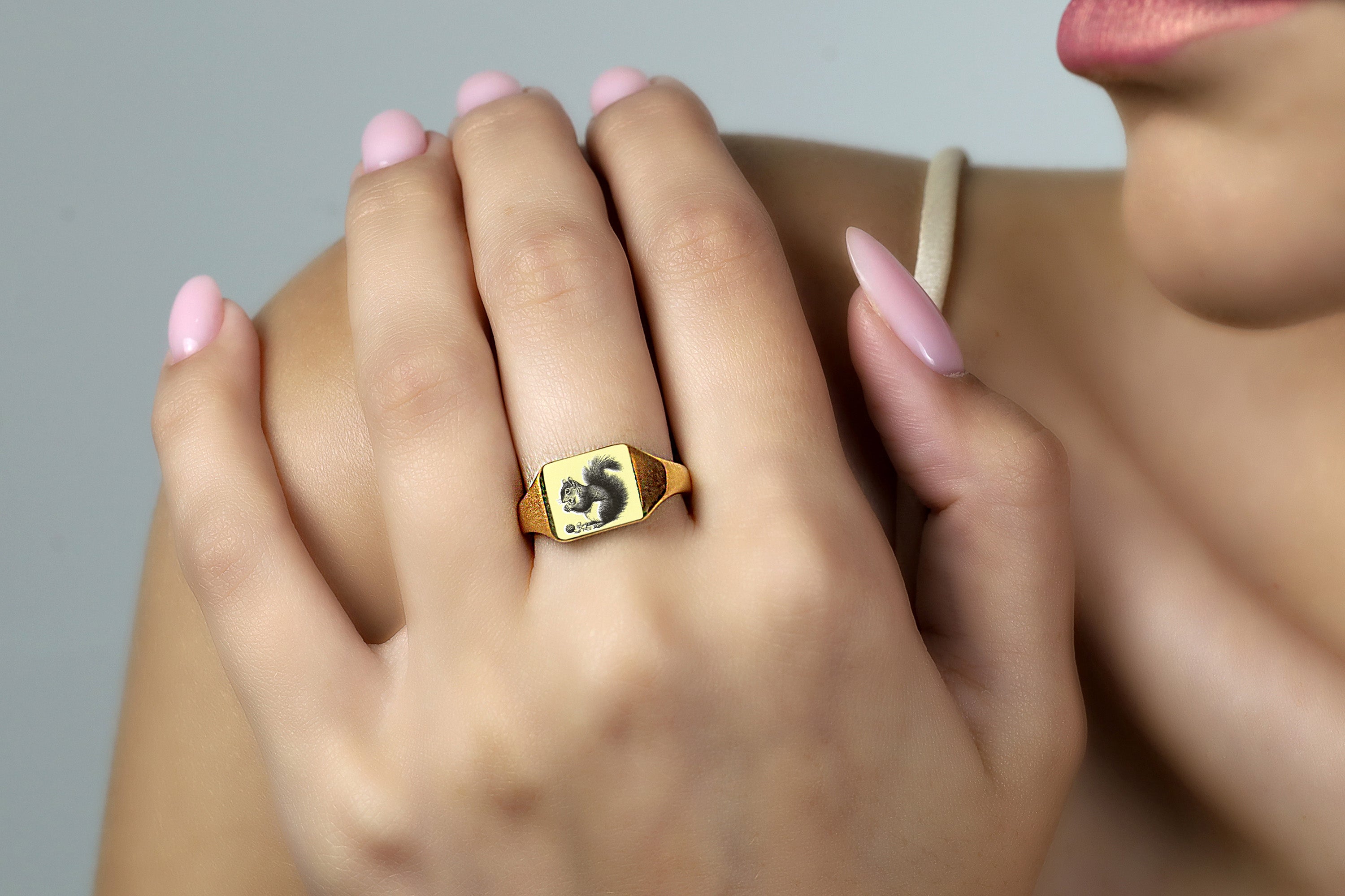 Custom Squirrel Signet Ring