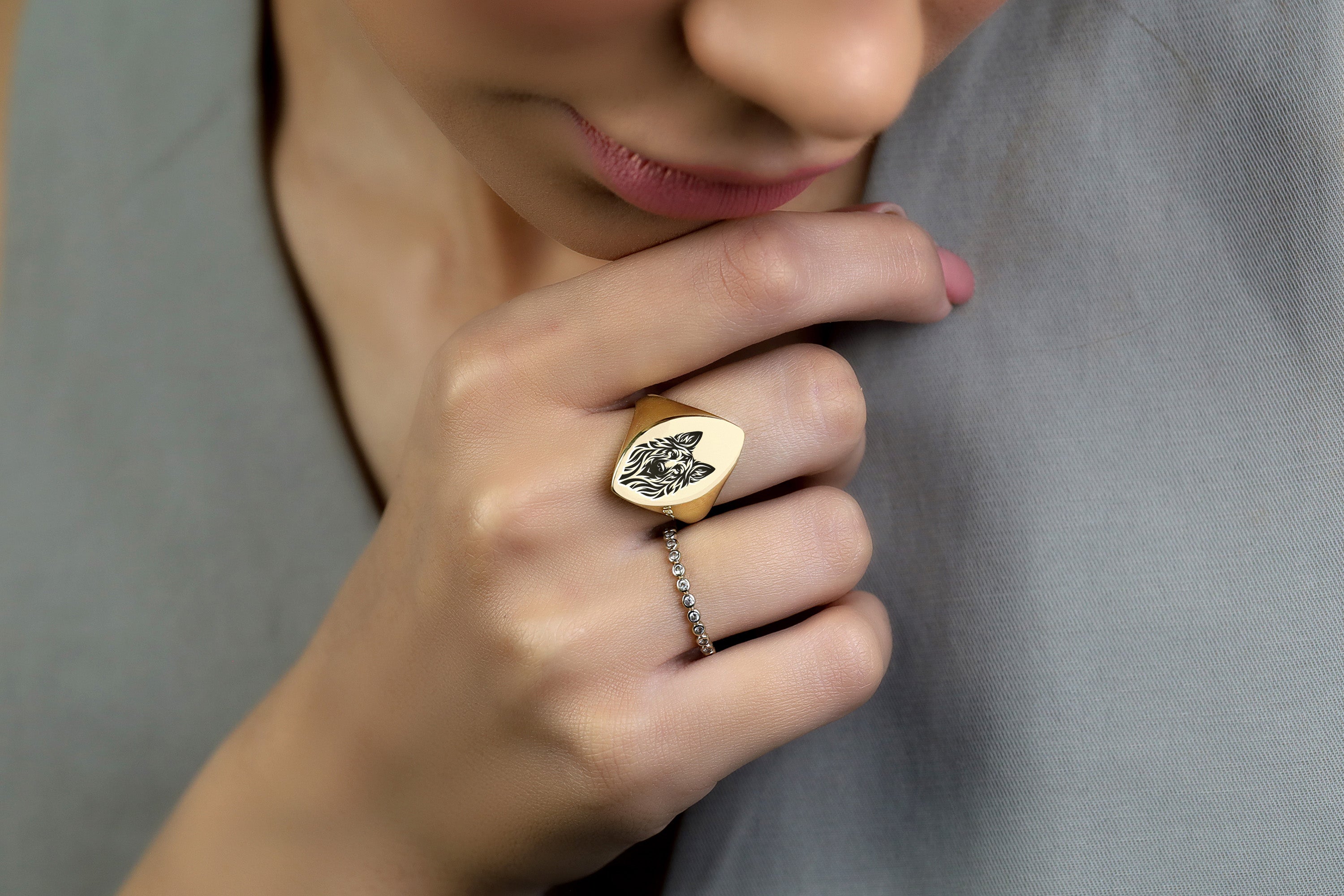 German Shepard Signet Ring