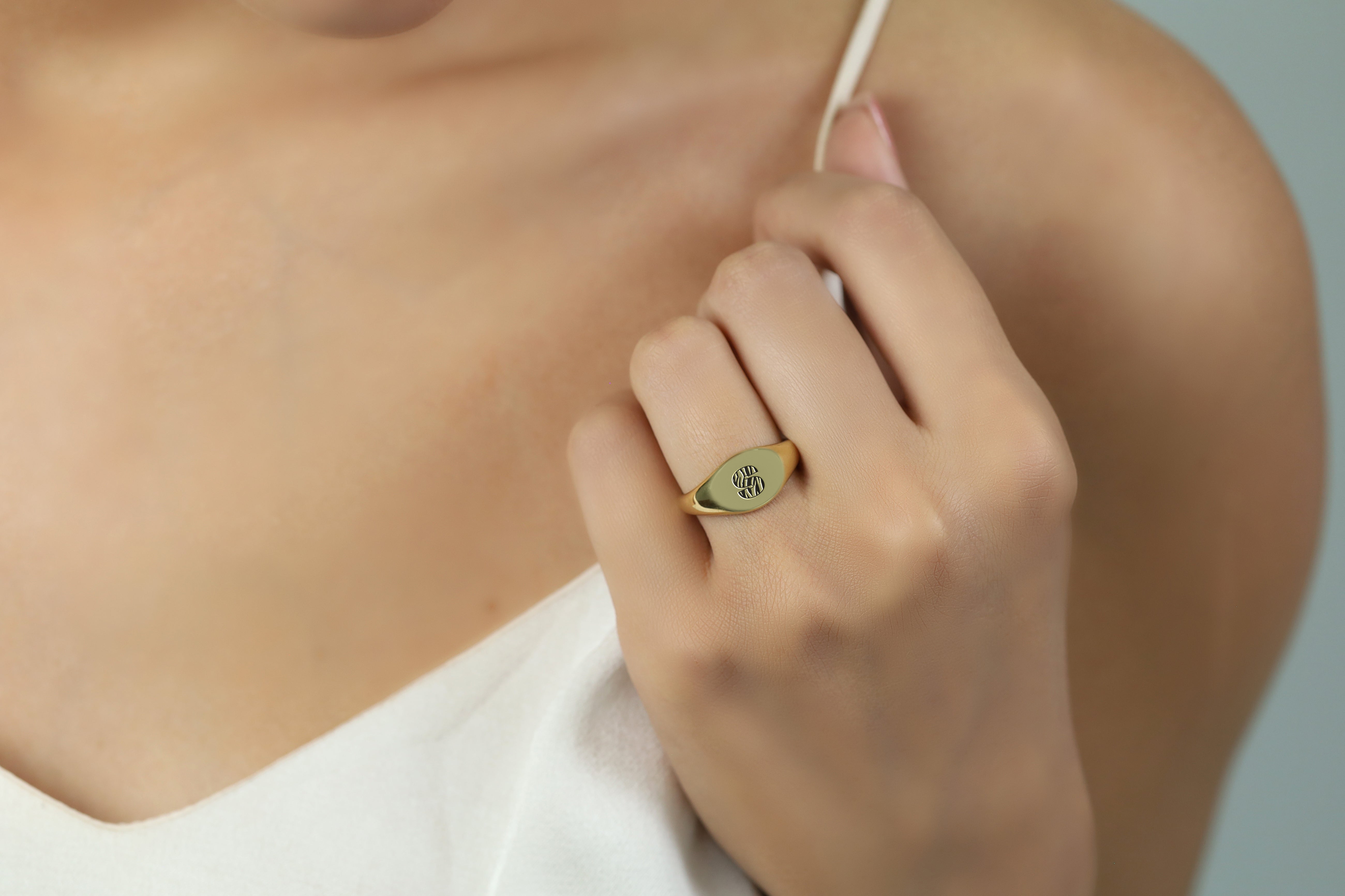 Custom Pattern Letter Signet Ring