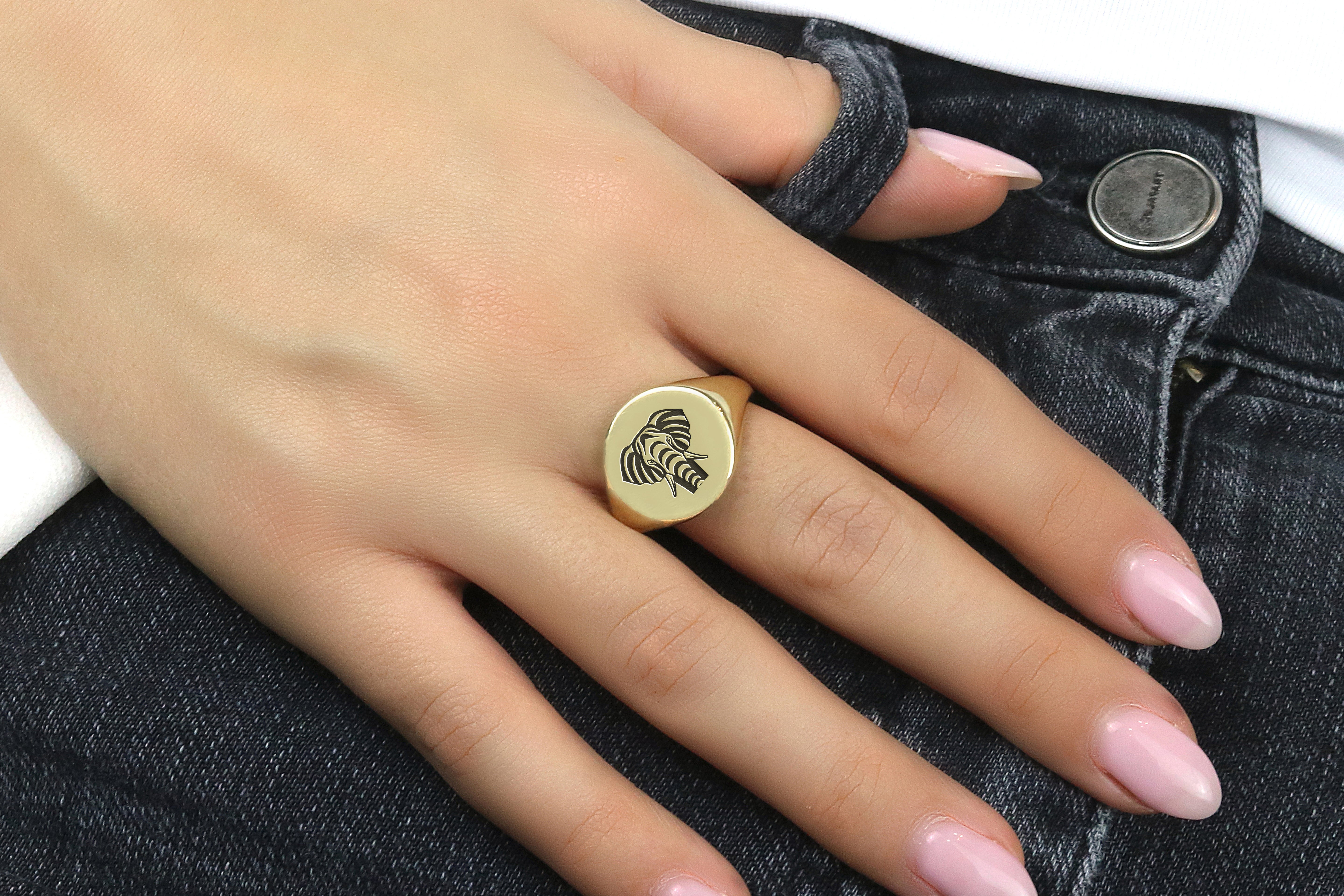 Elephant Gold Bold Statement Ring
