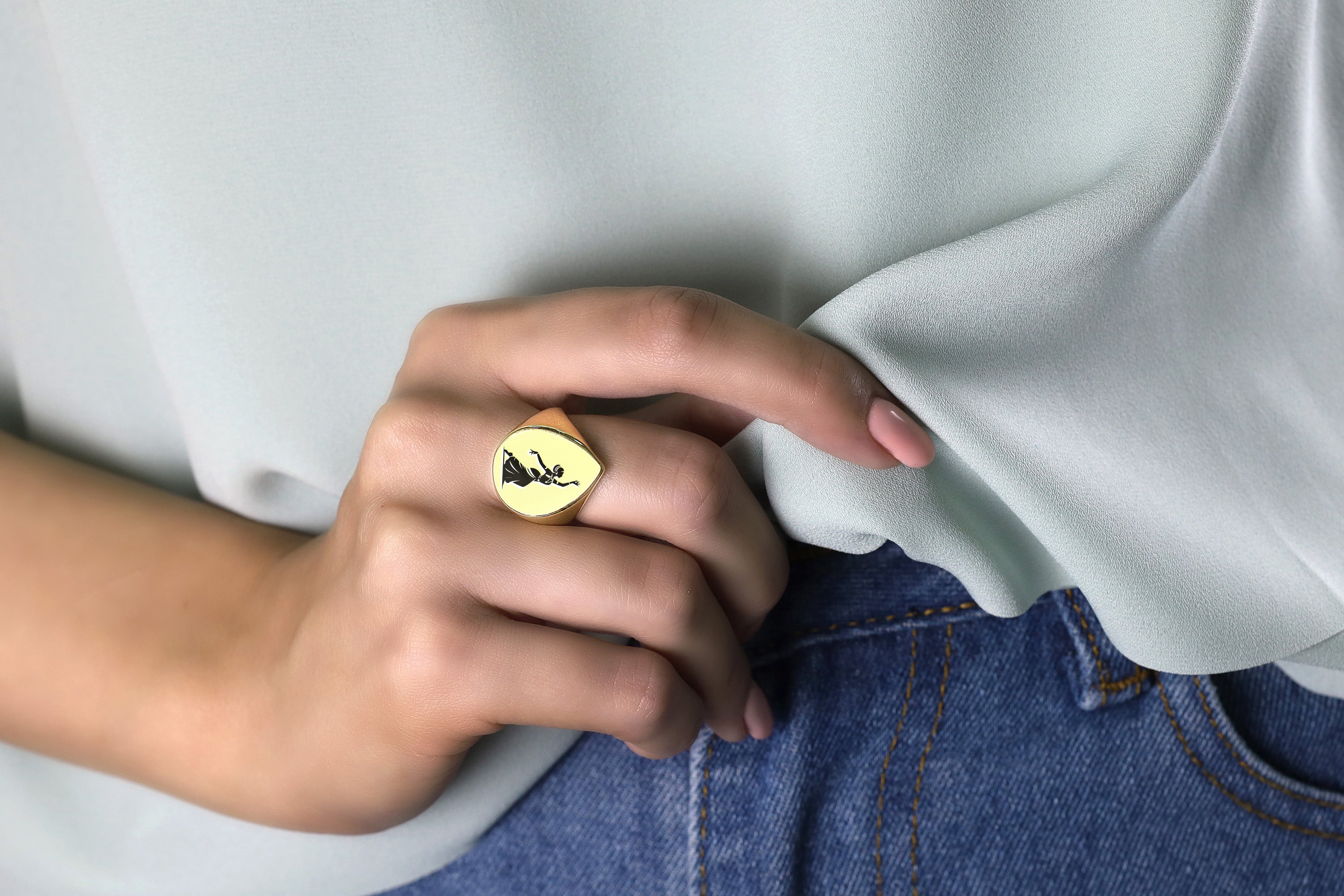 African Woman Engraved Ring