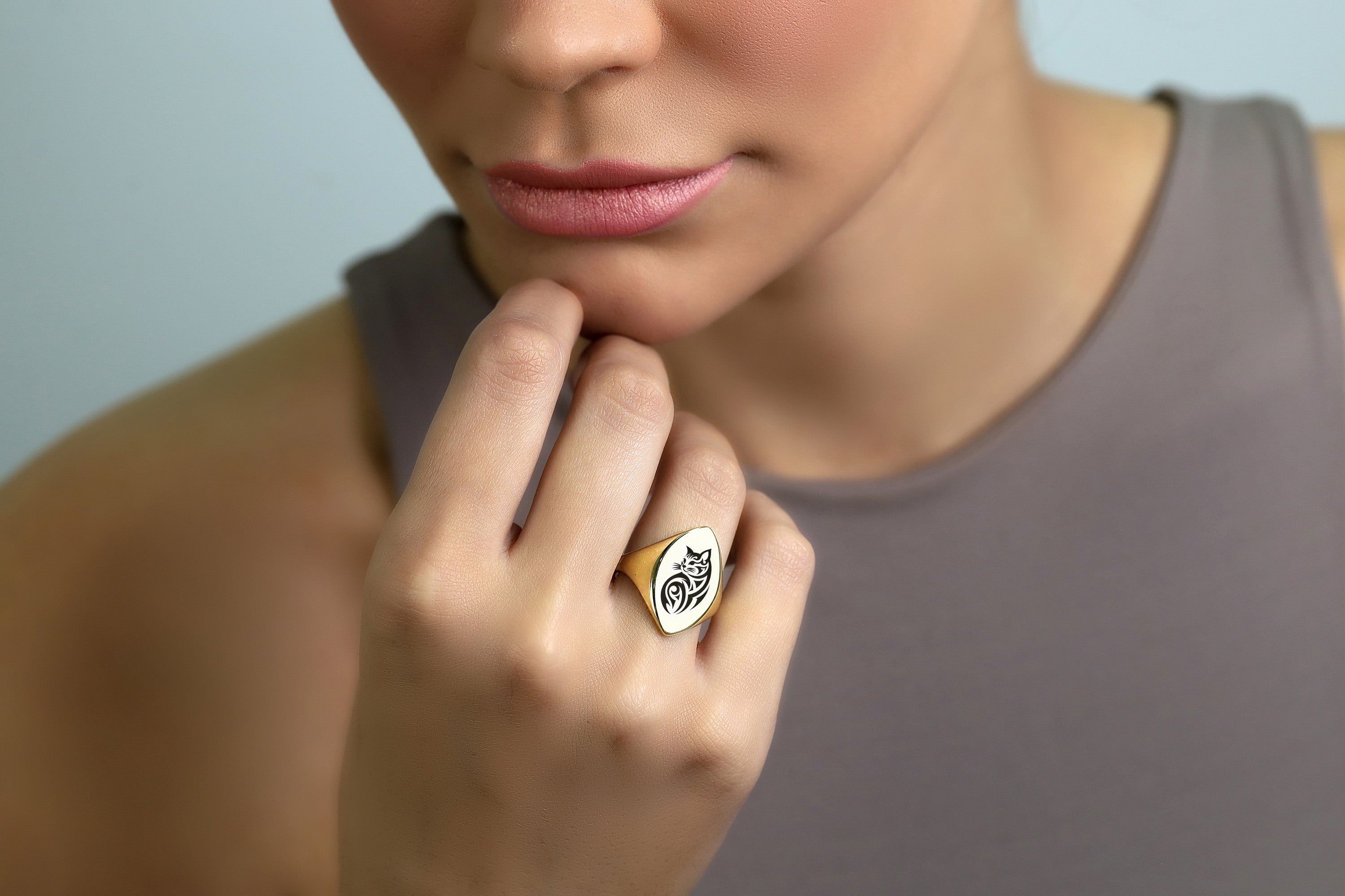 Engraved Cat Ring