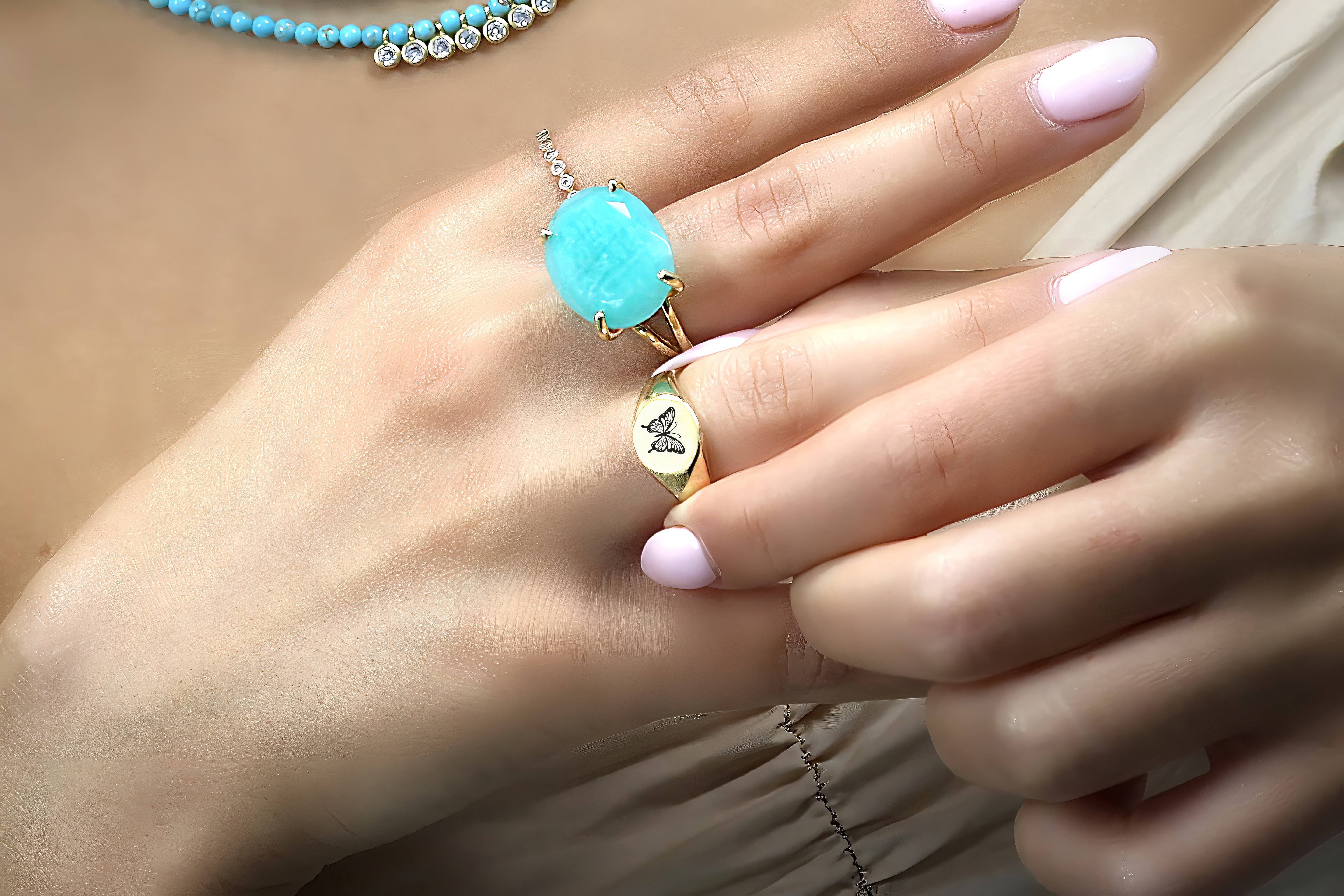 14k Gold Butterfly Signet Ring