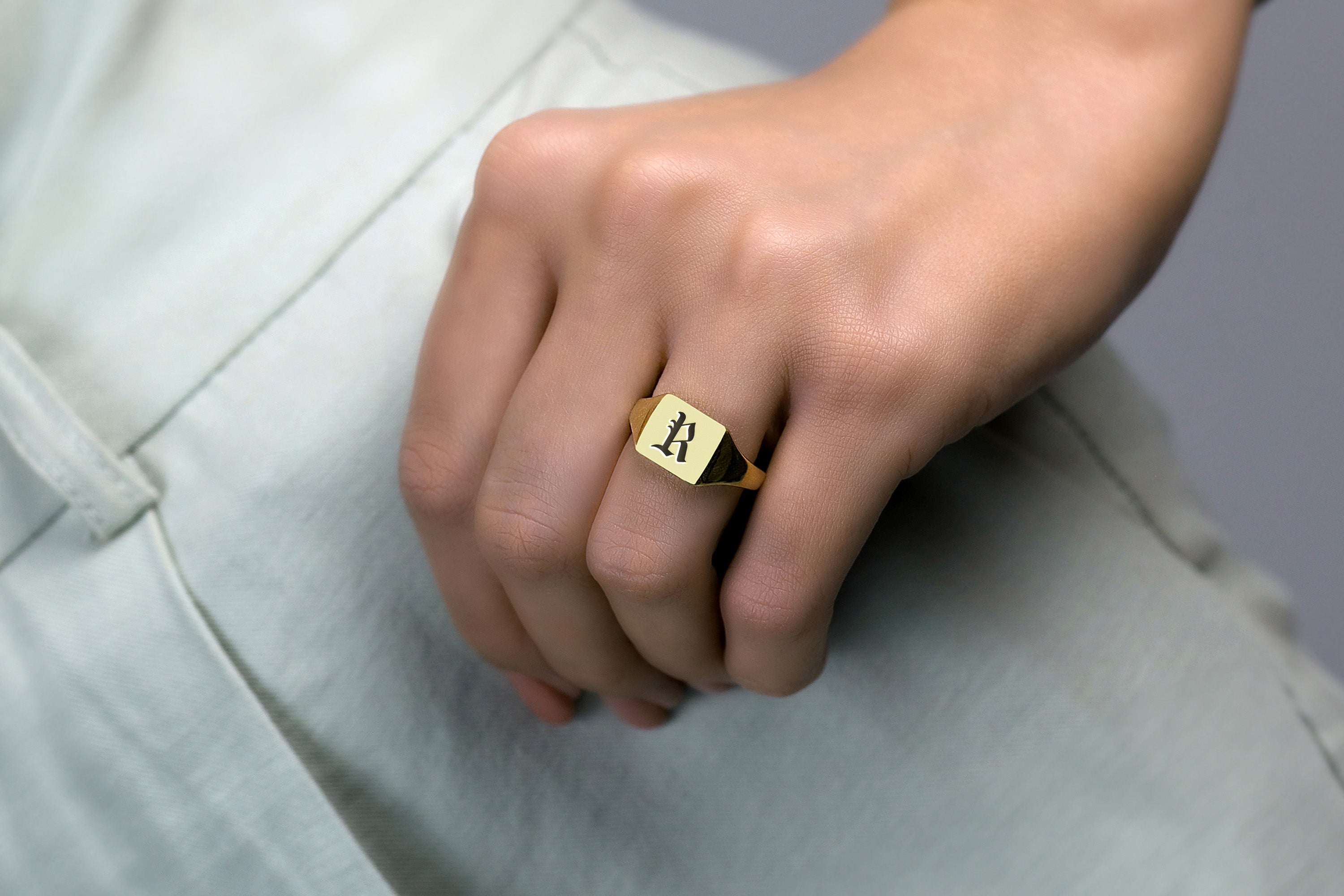 Custom Letter Engraved Ring