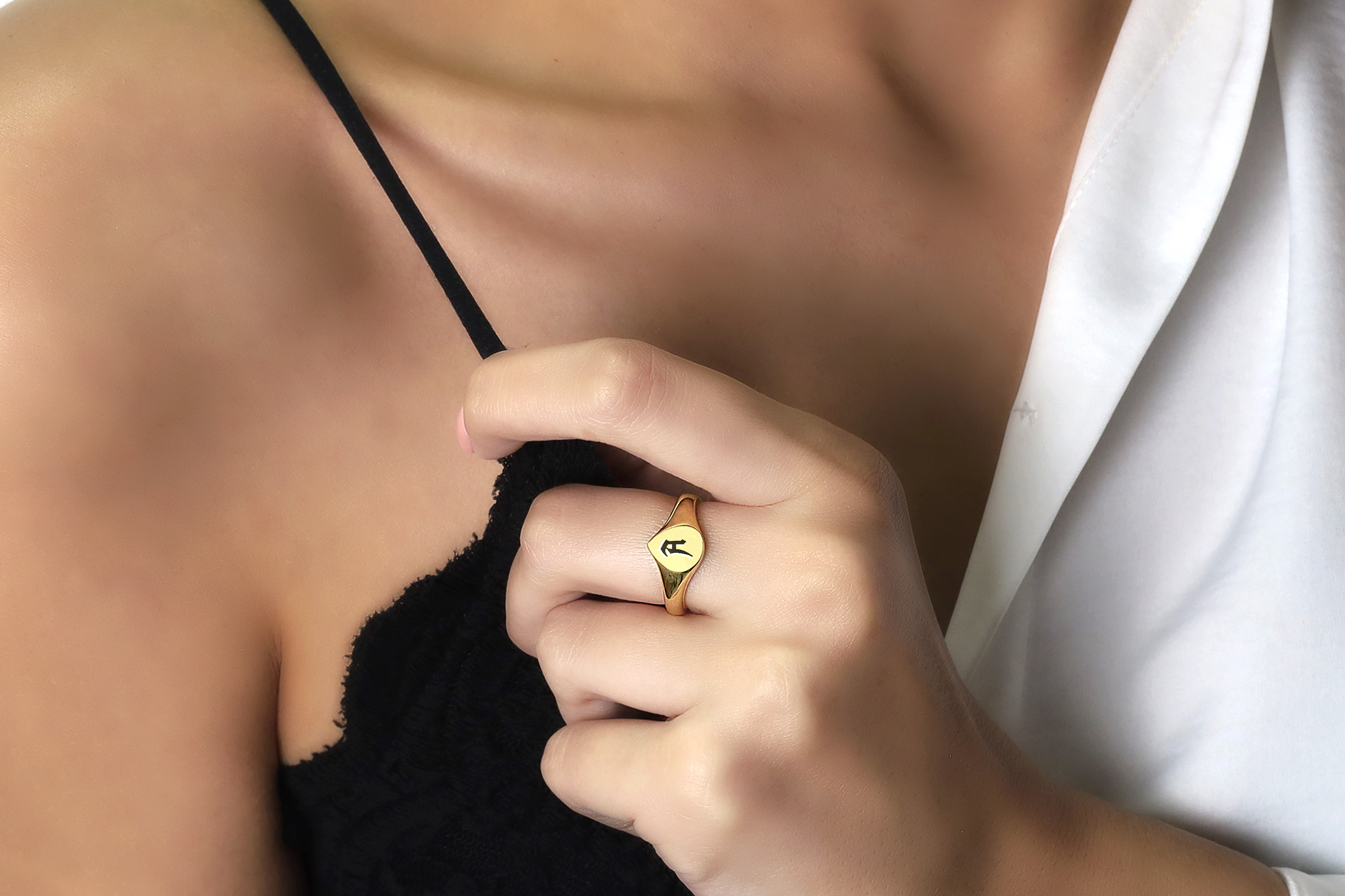 Name Initial Gold Signet Ring