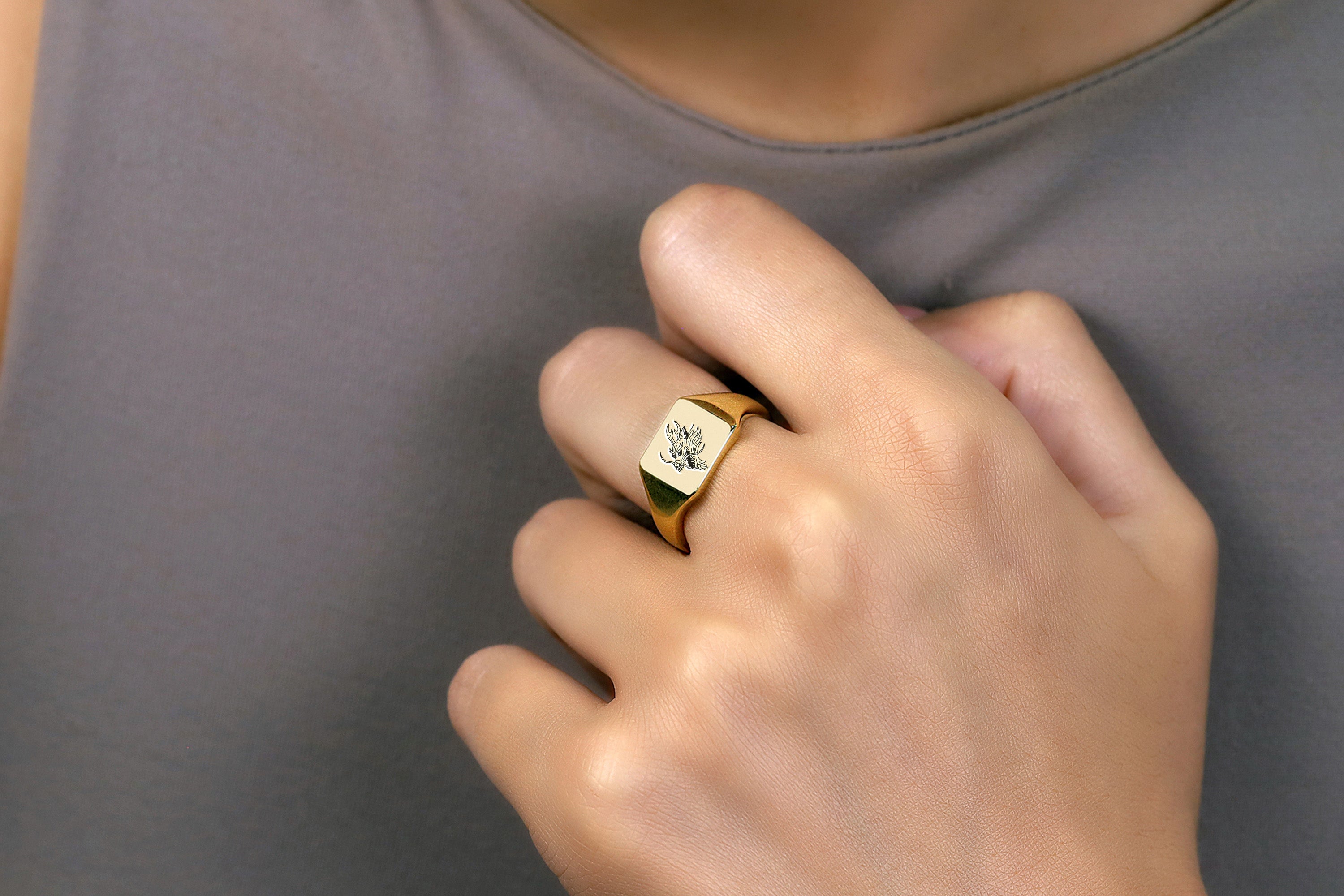 Gothic Dragon Signet Ring