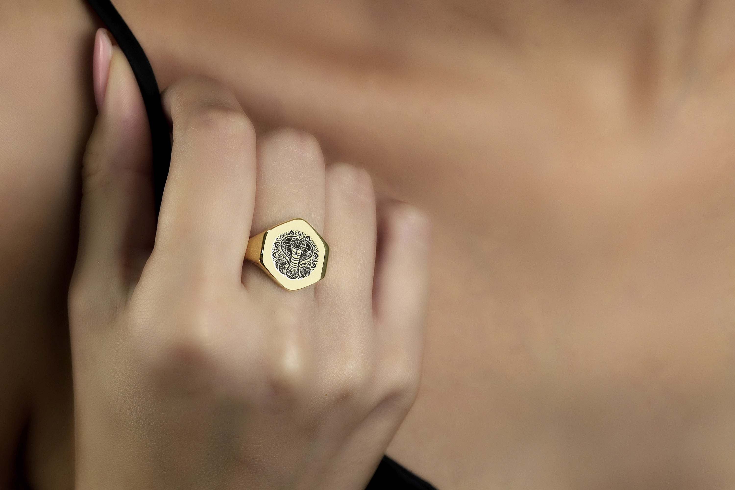 Mandala Cobra Signet Ring
