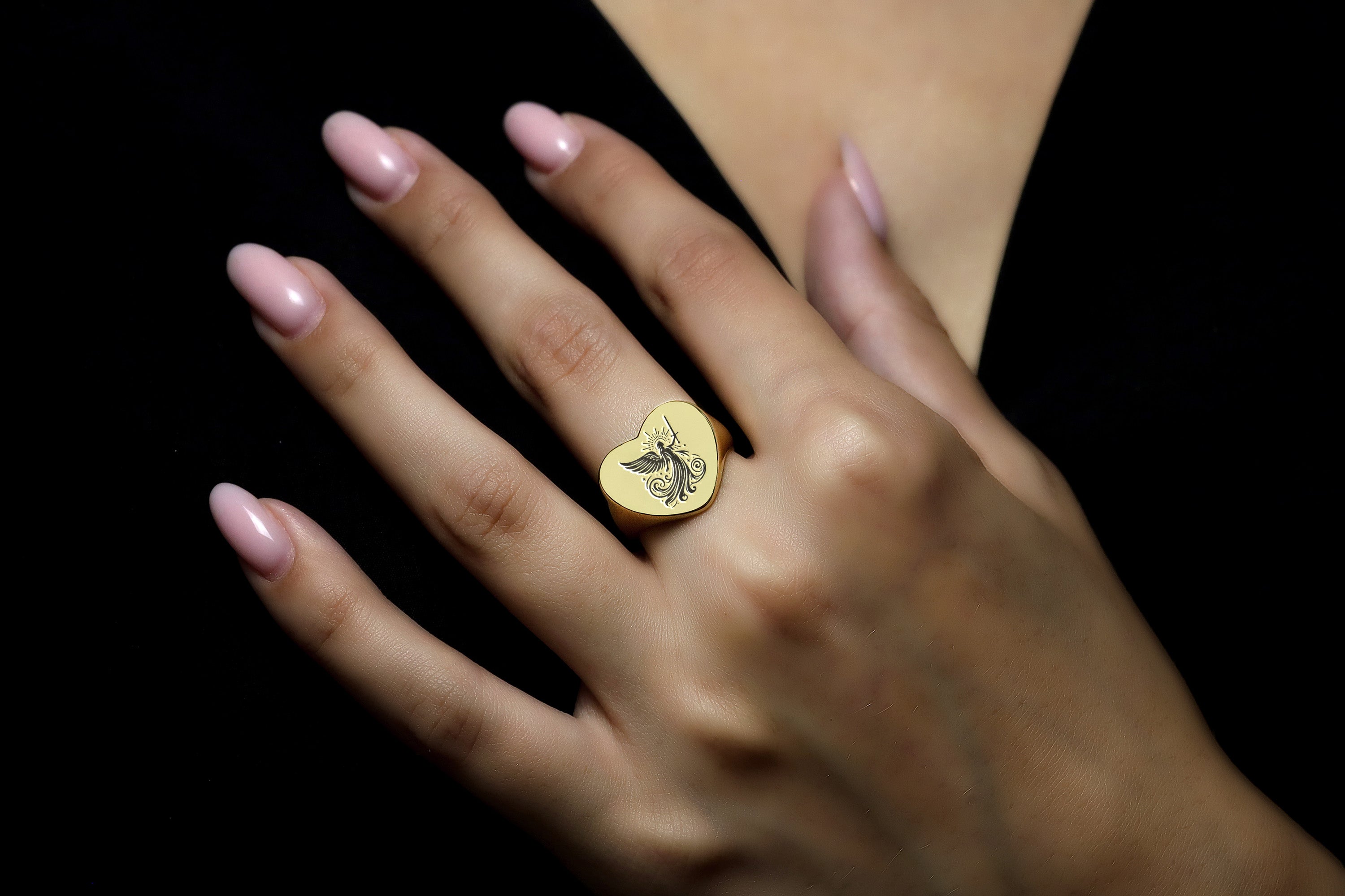 Heart Shaped Angel Ring