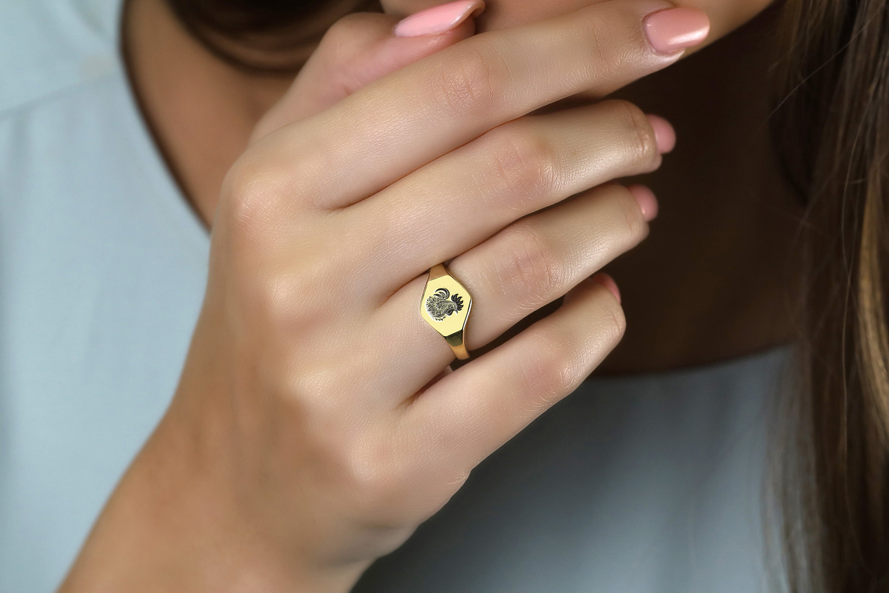 Chicken Engraving Ring