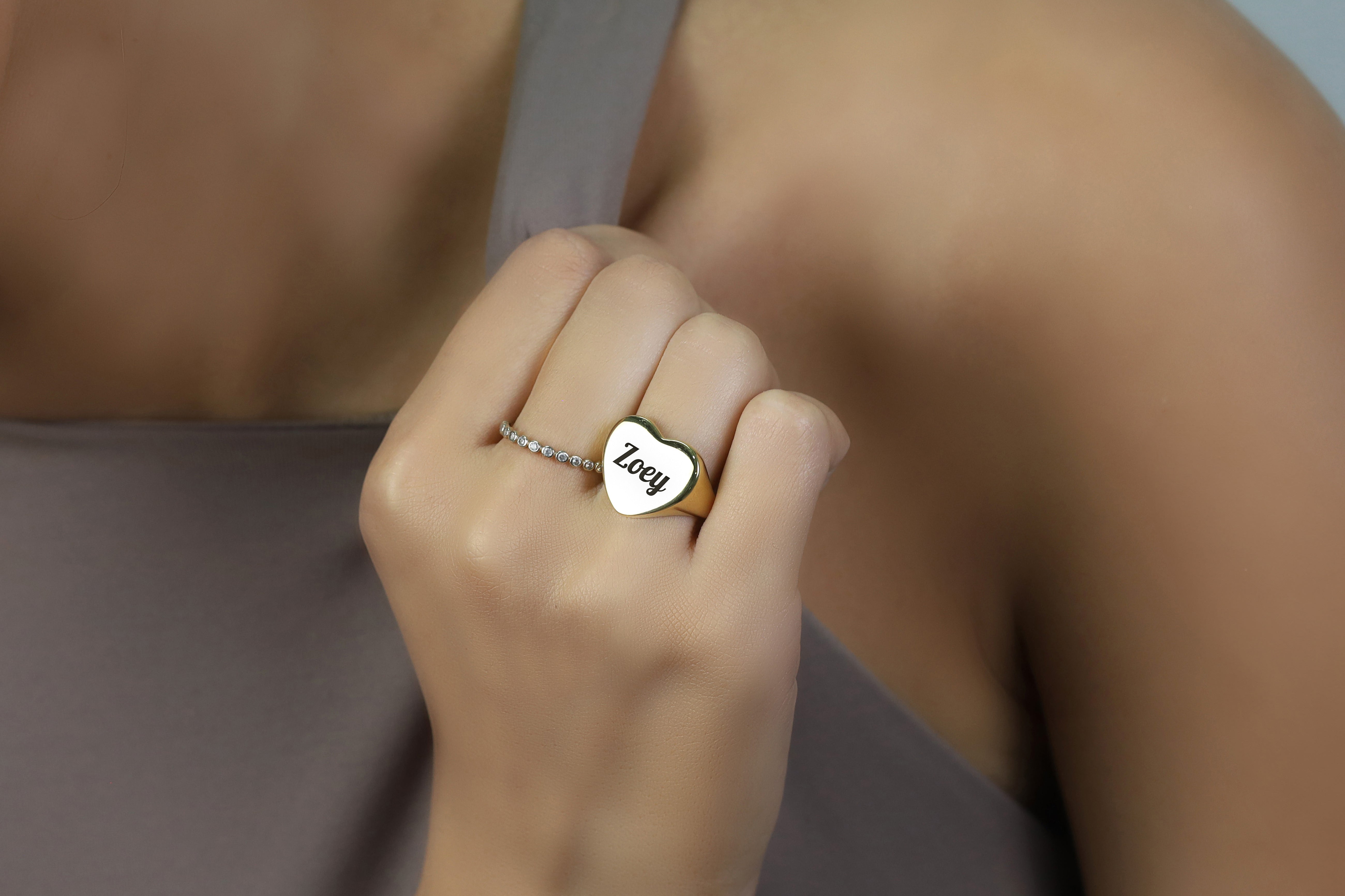 14k Gold Initials' Signet Ring