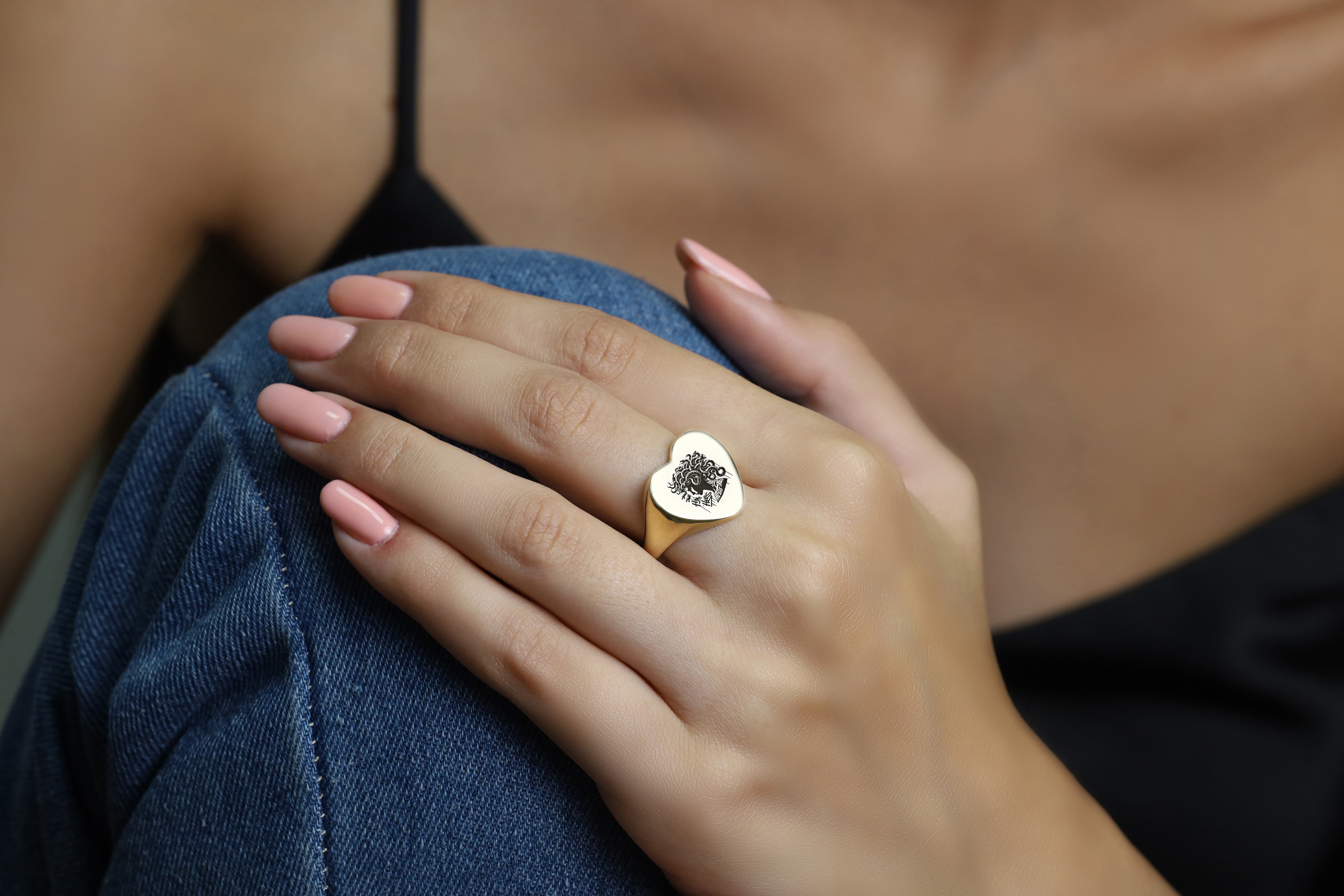 14k Gold Medusa Signet Ring