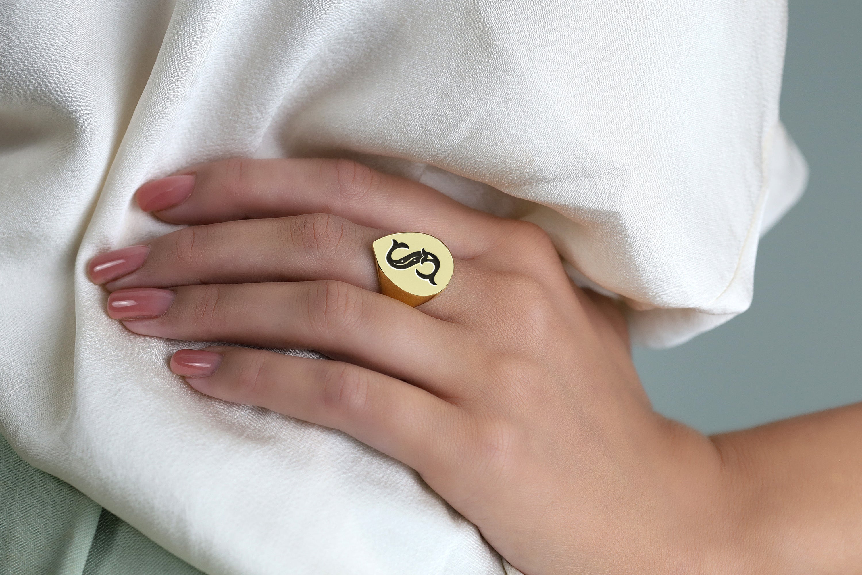Poker Designed Letter Ring