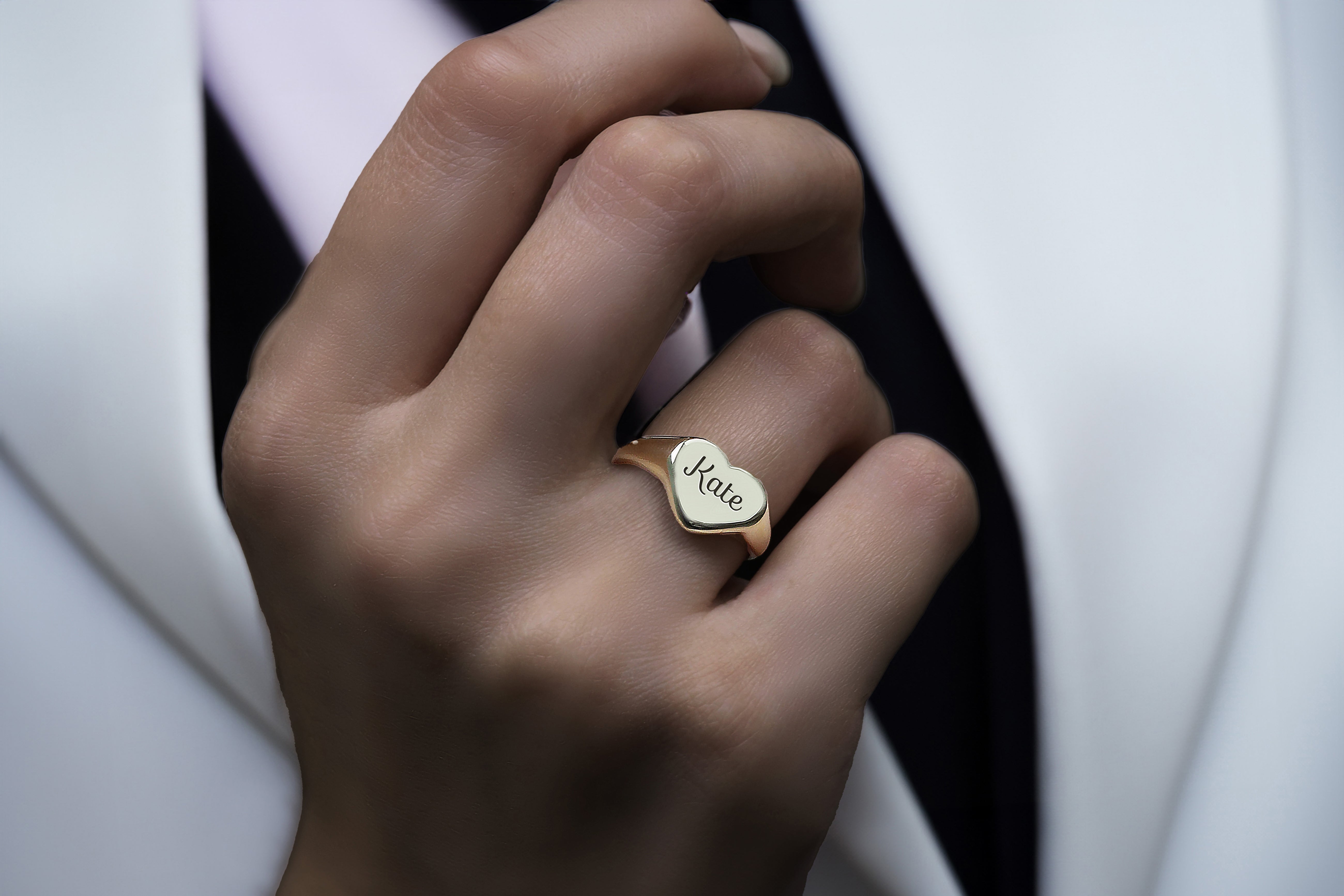 14k Gold Custom Name Ring