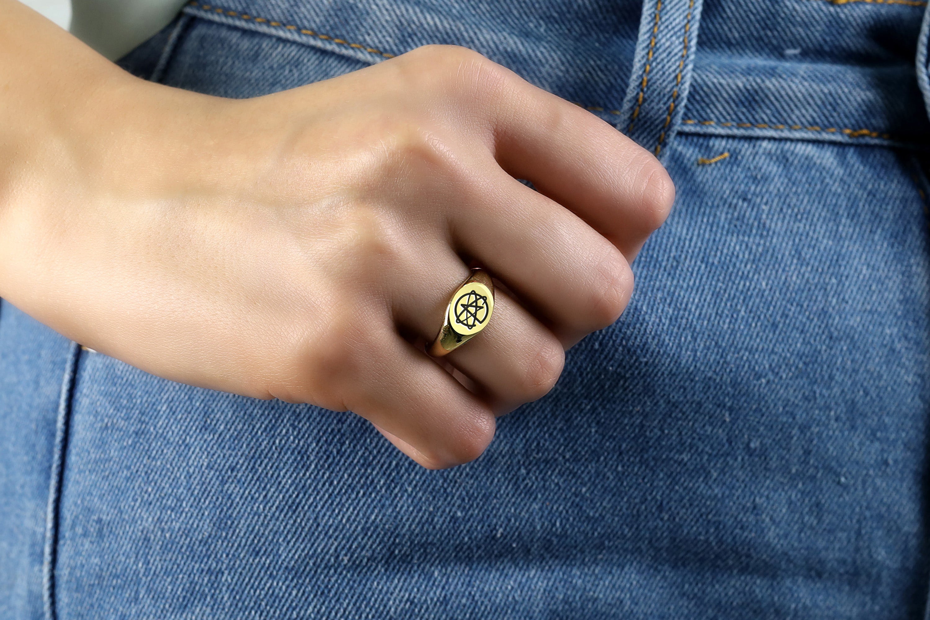 Engraved Atheism Signet Ring