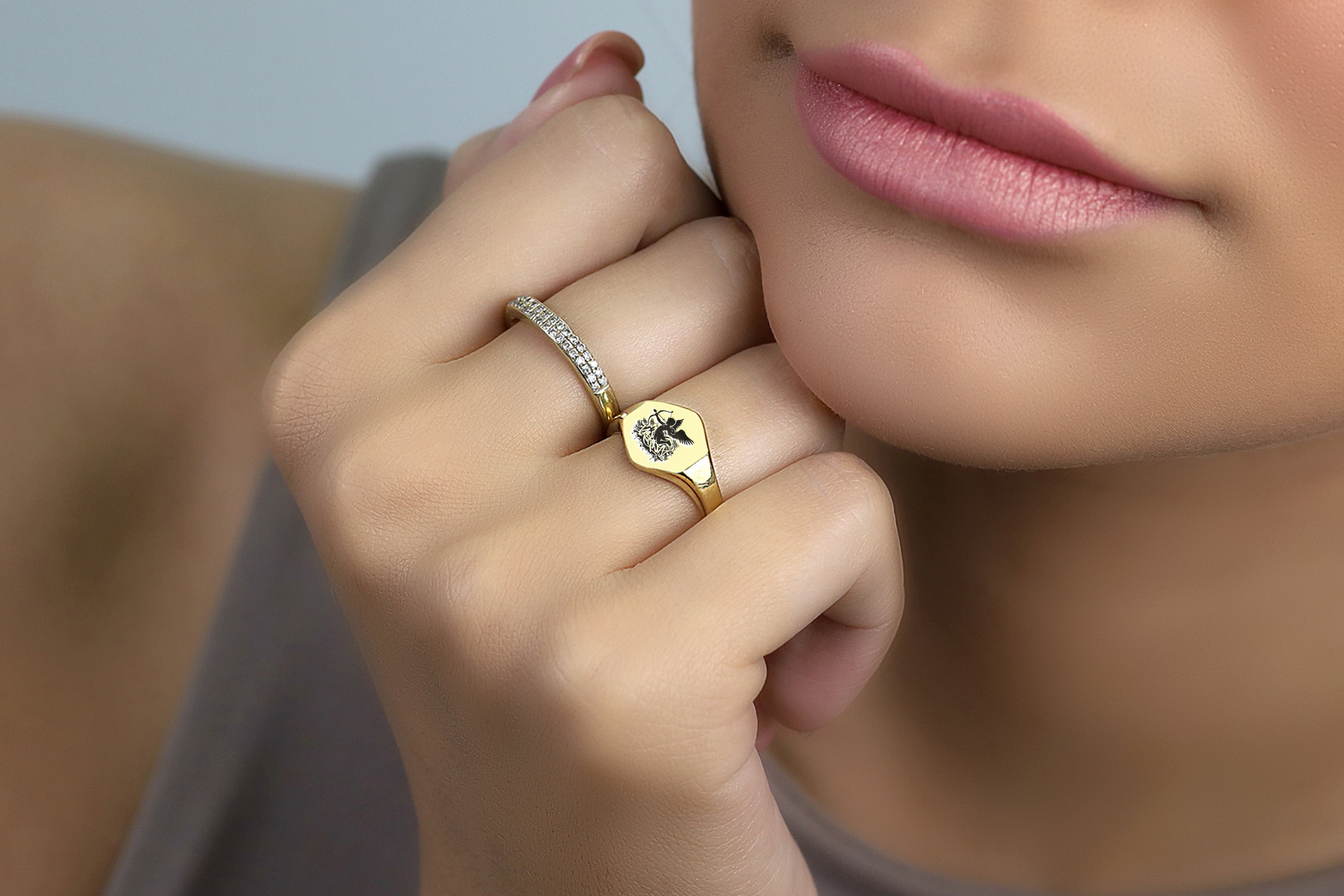 Custom Cupid Signet Ring