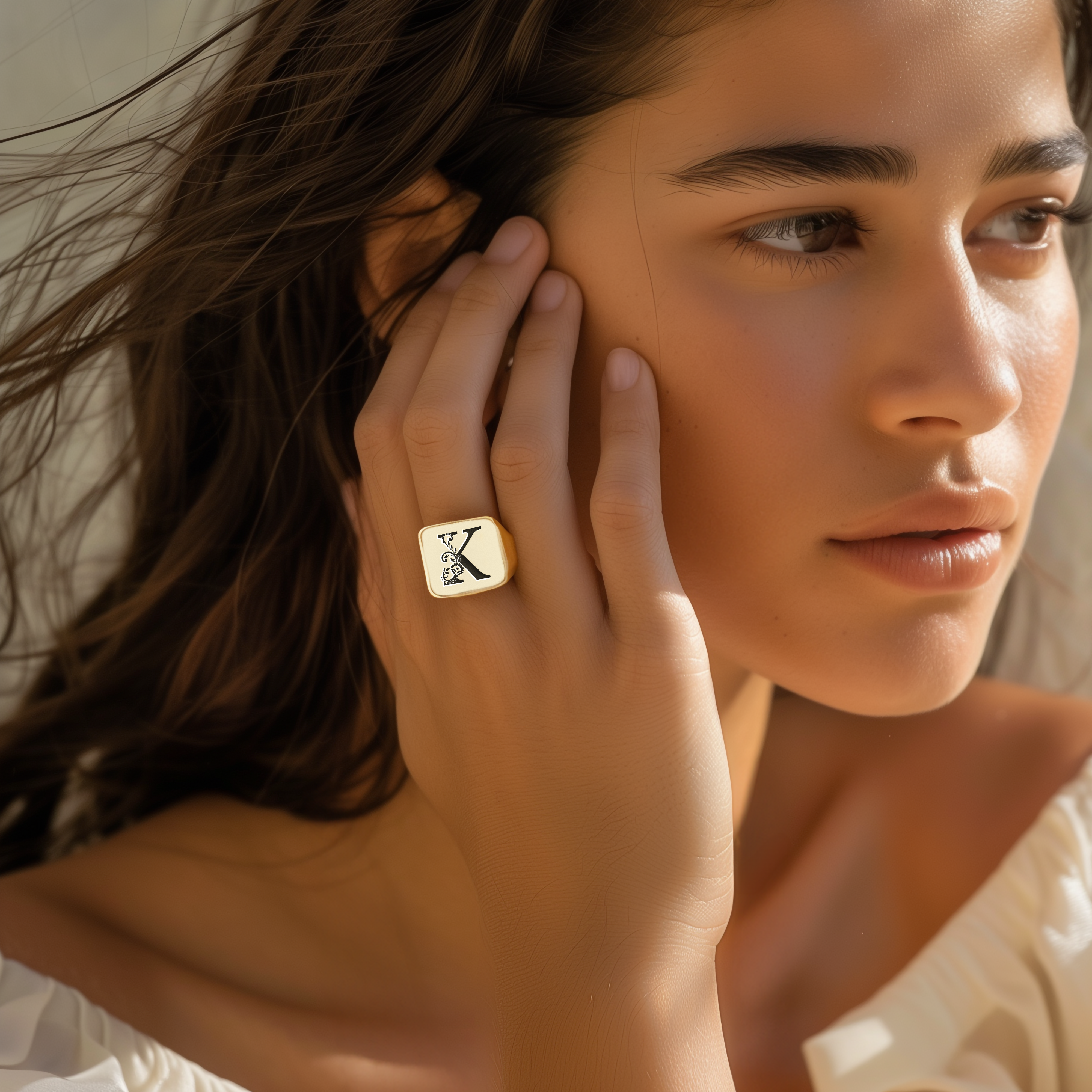 Custom Flowered Letter Ring