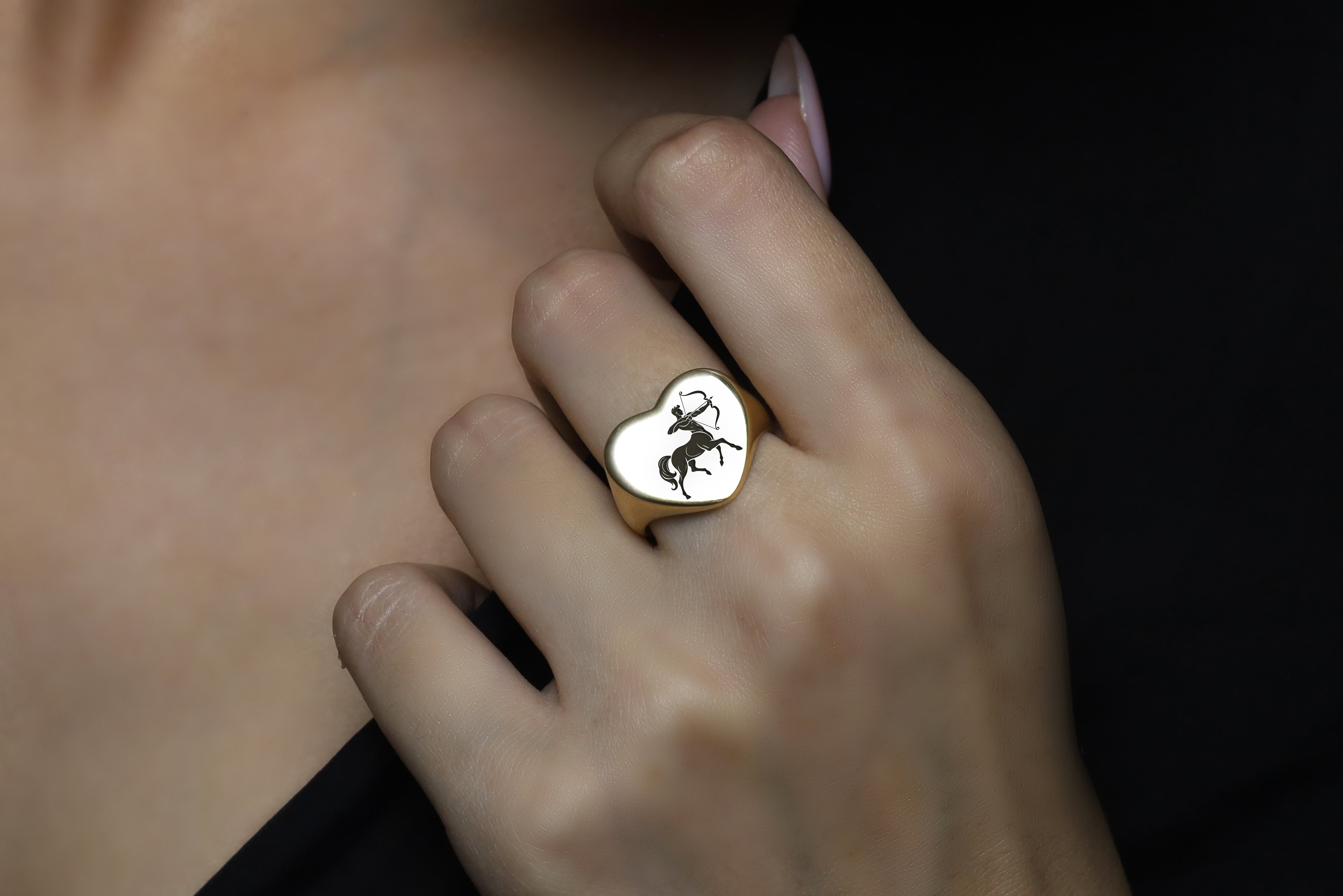 Engraved Centaur Signet Ring