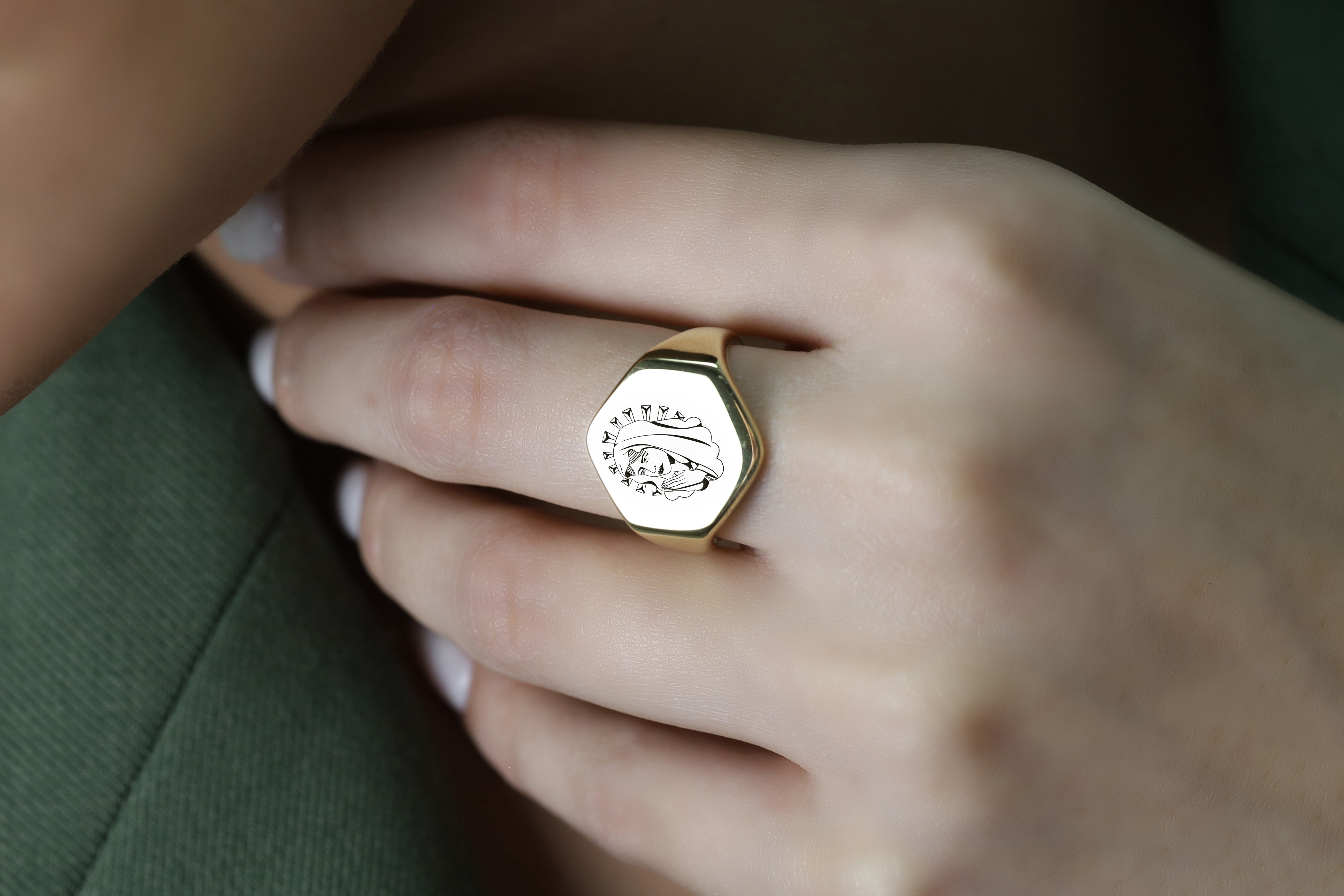 14k Gold Chicano Signet Ring