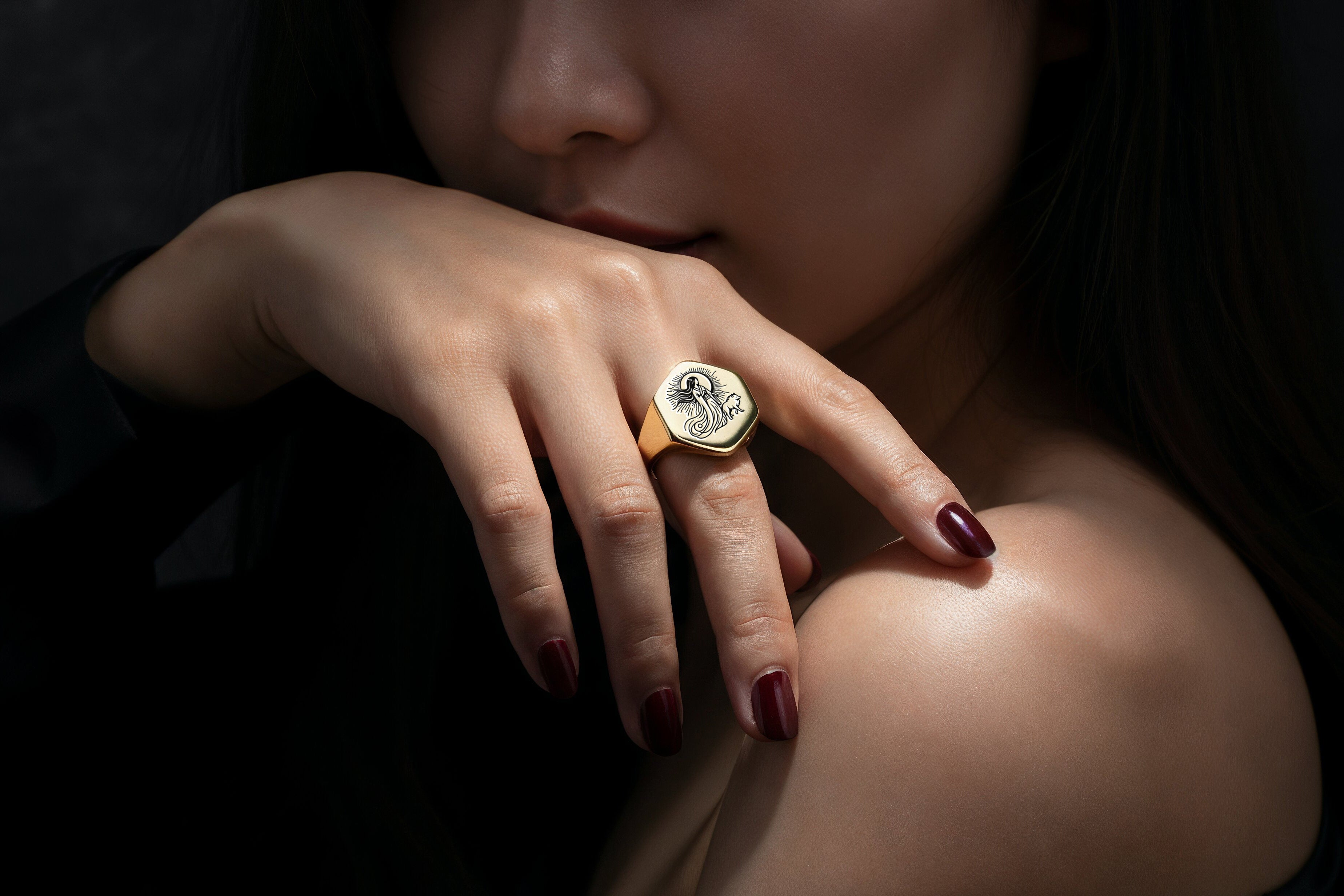 14k Gold Amaterasu Signet Ring