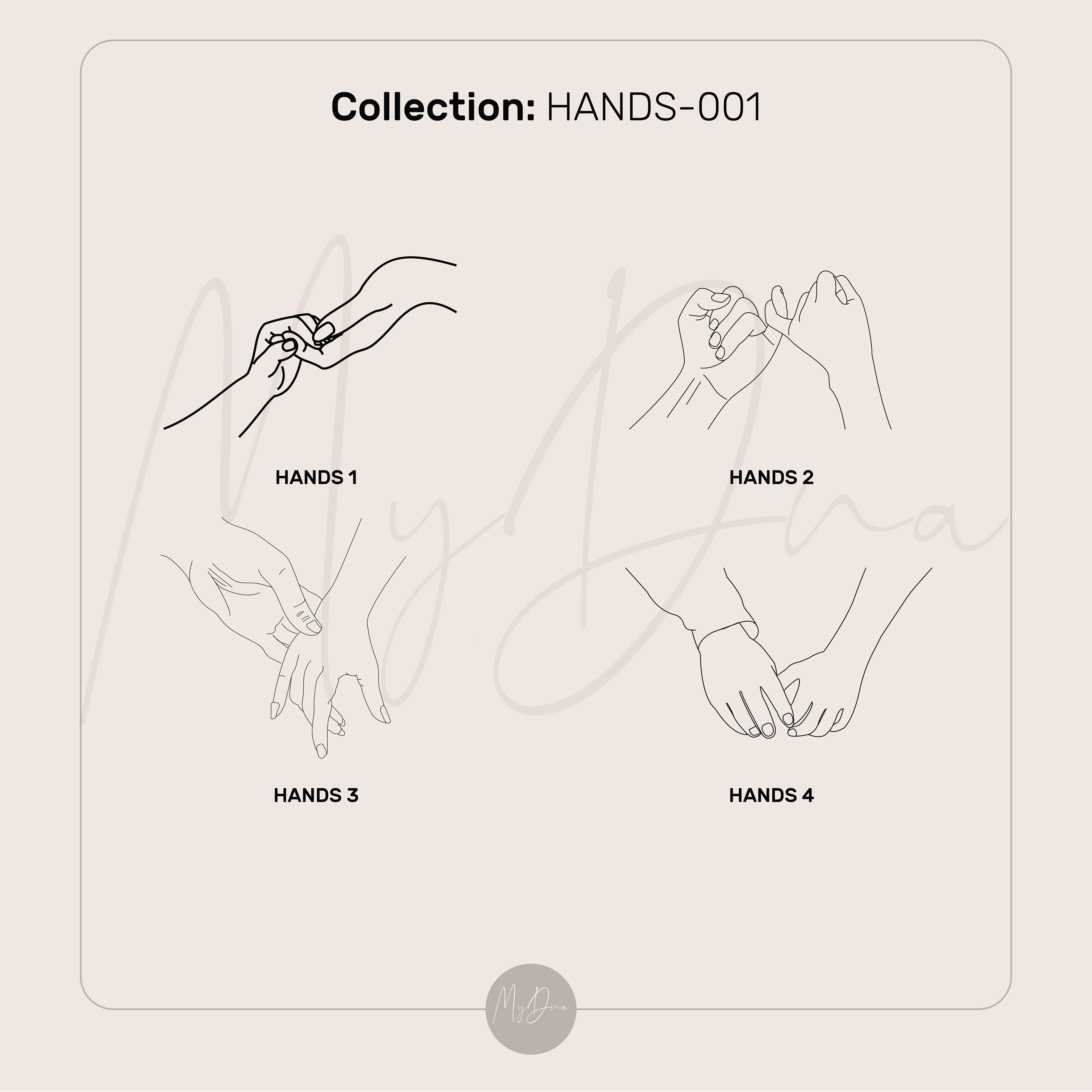 Engraved Hands Line Art Ring