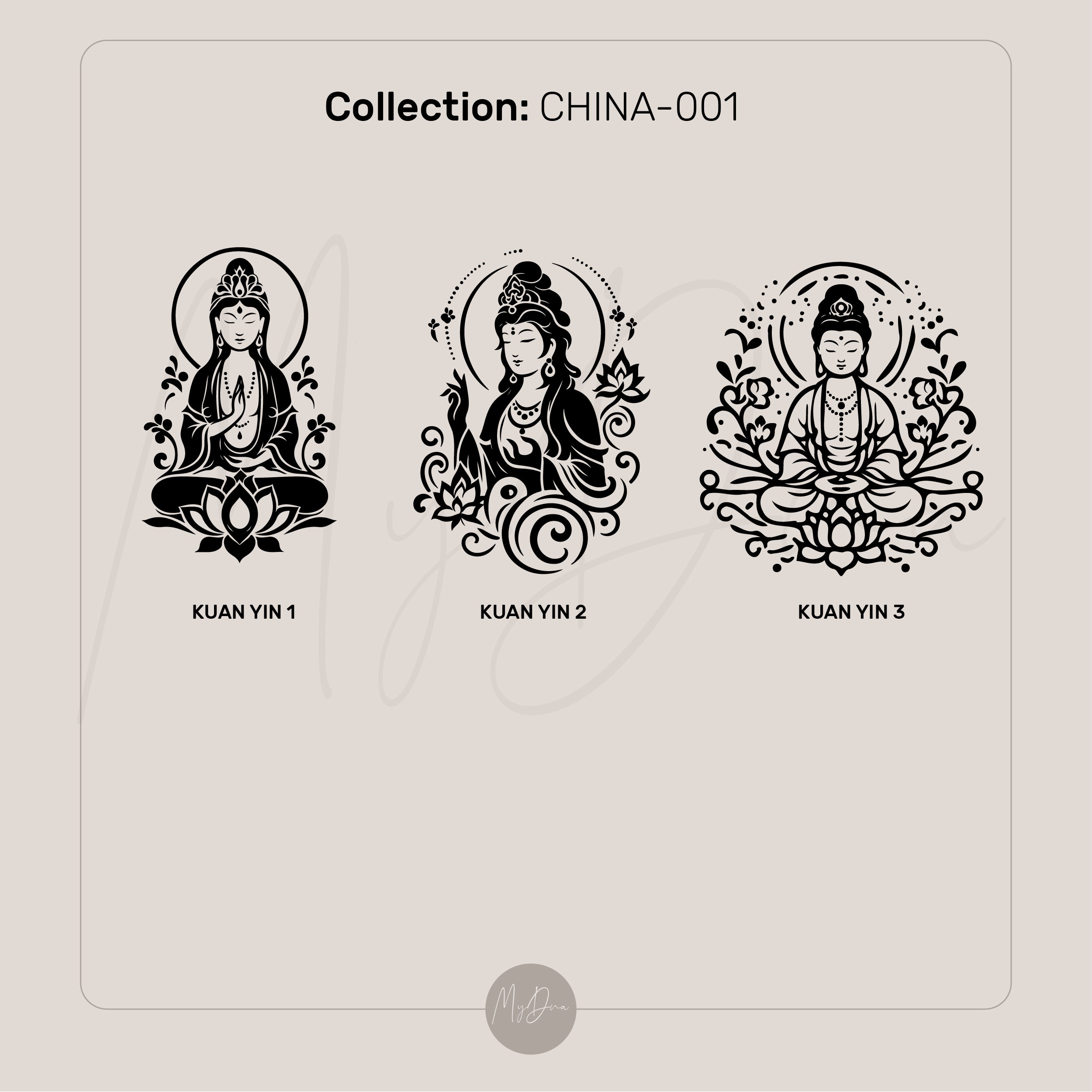 Engraved Kuan Yin Gold Ring